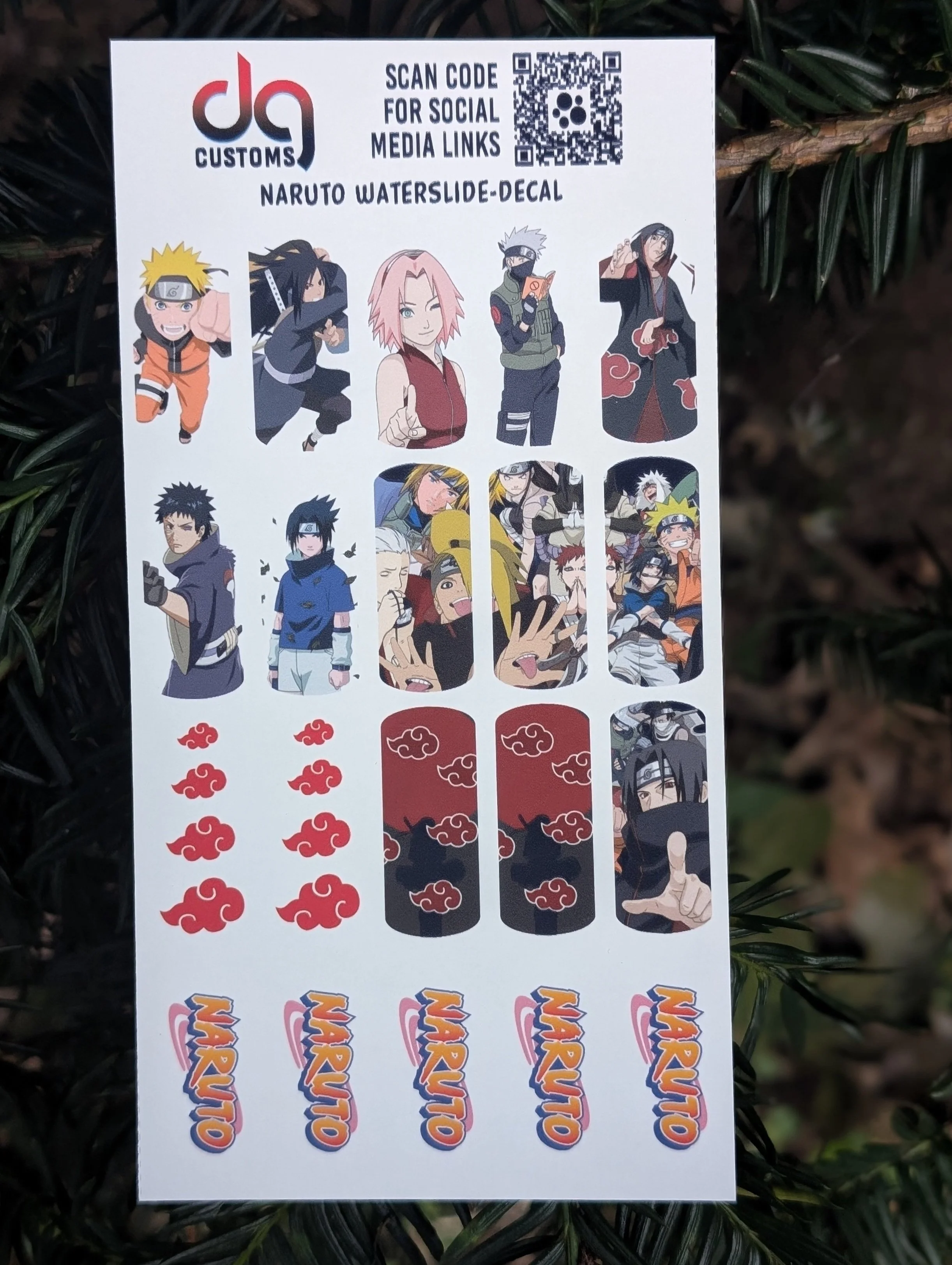 naruto nail waterslide decal sticker, naruto fan, anime nail art