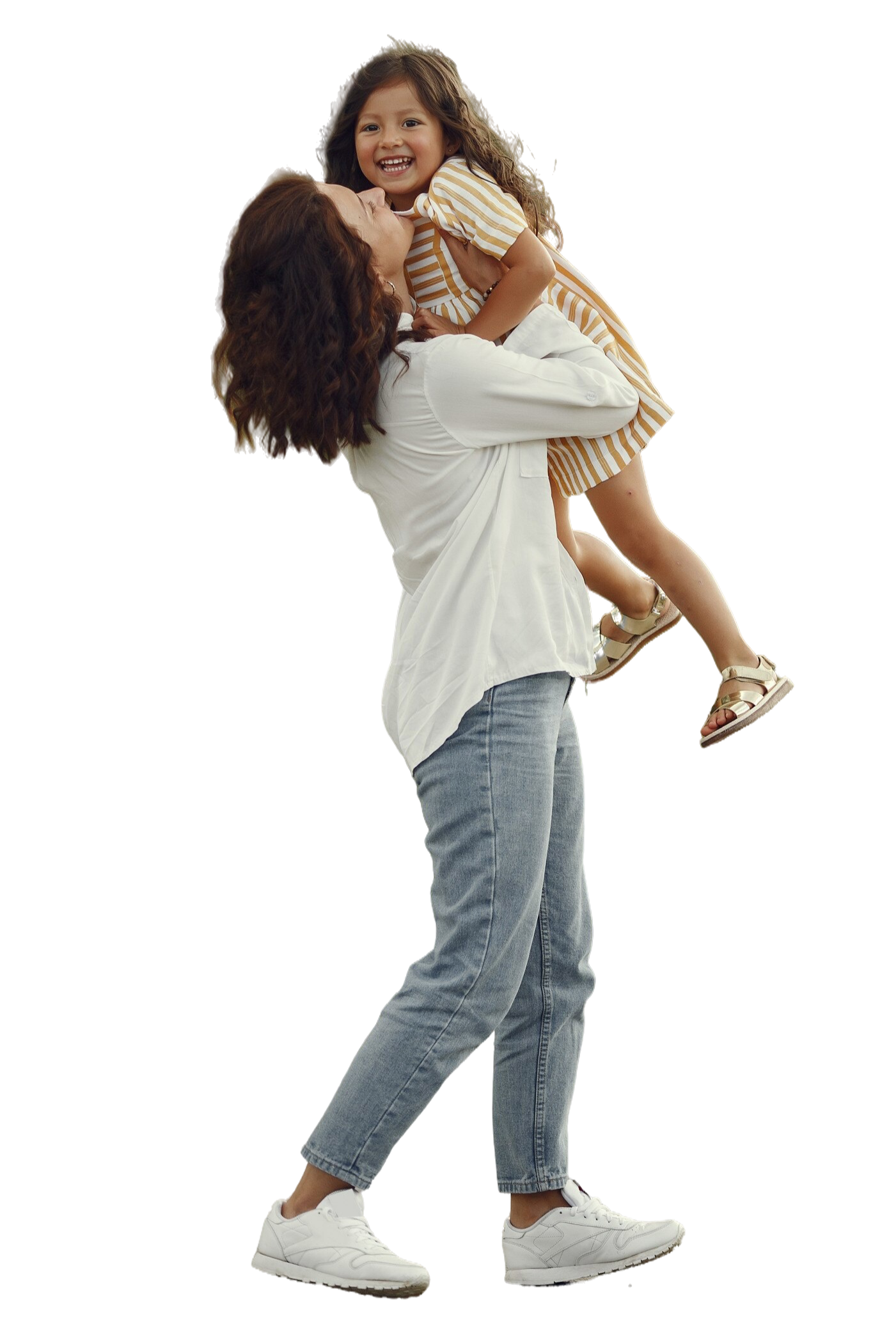 Nanny hold little girl laughing