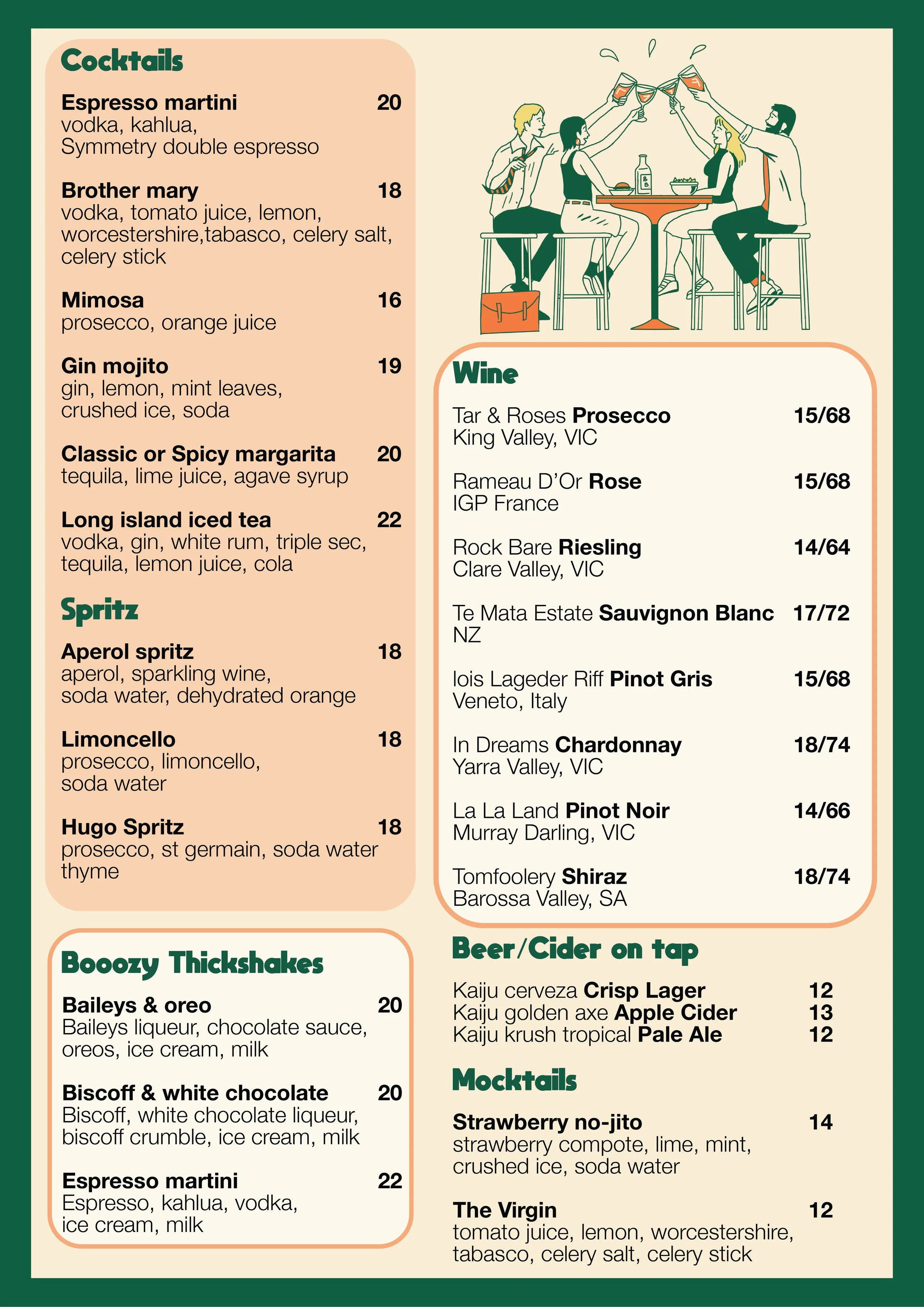 Brother Brew - Friday Knock Offs
Bold, playful drinks menu designed to catch attention at the counter.