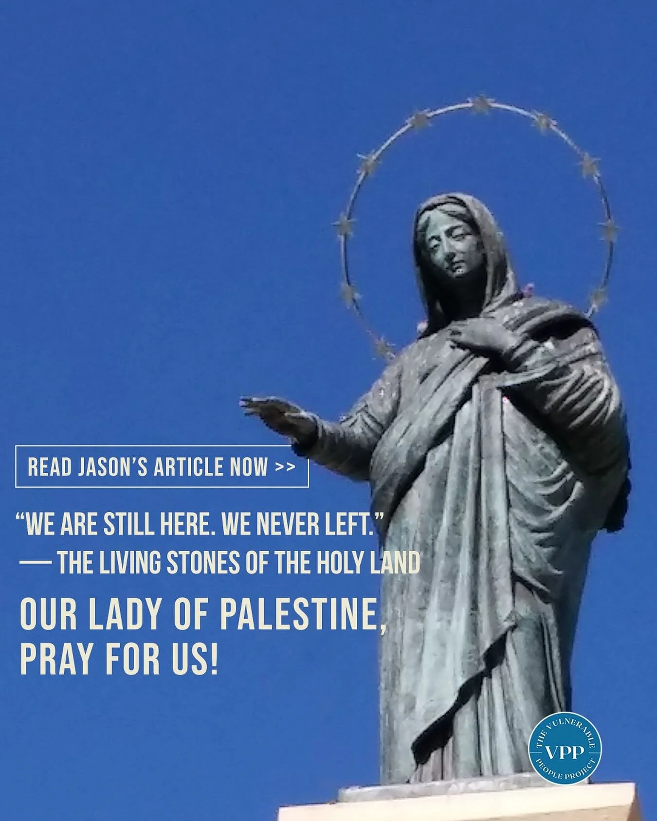 Today we honor the Feast of Our Lady of Palestine — a day to entrust the Holy Land to the Virgin Mary’s protection and to remember the living stones who still bear witness to Christ where our faith began.
As Jason Jones writes, the first