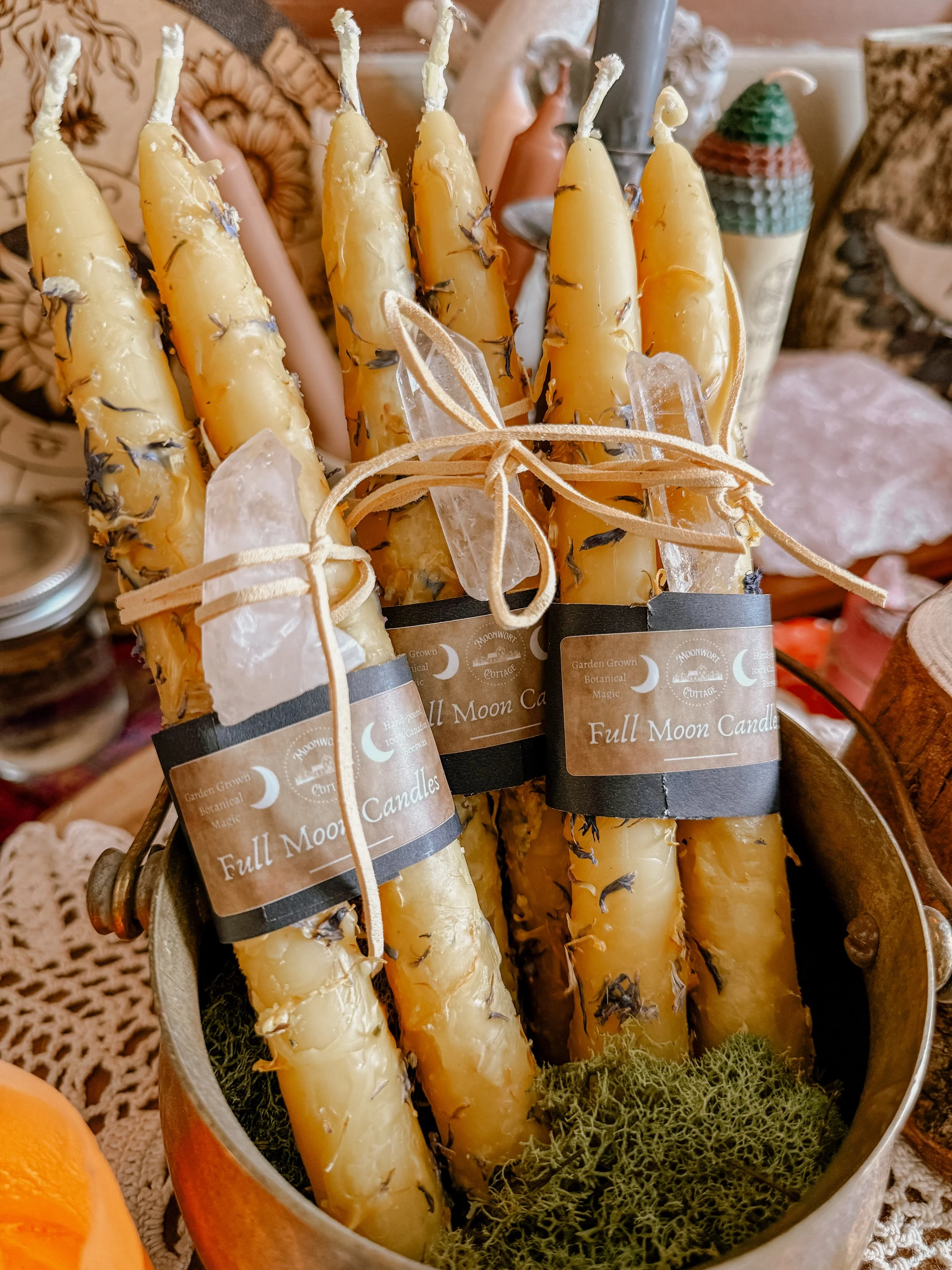 Full Moon Beeswax Ritual Taper Candles