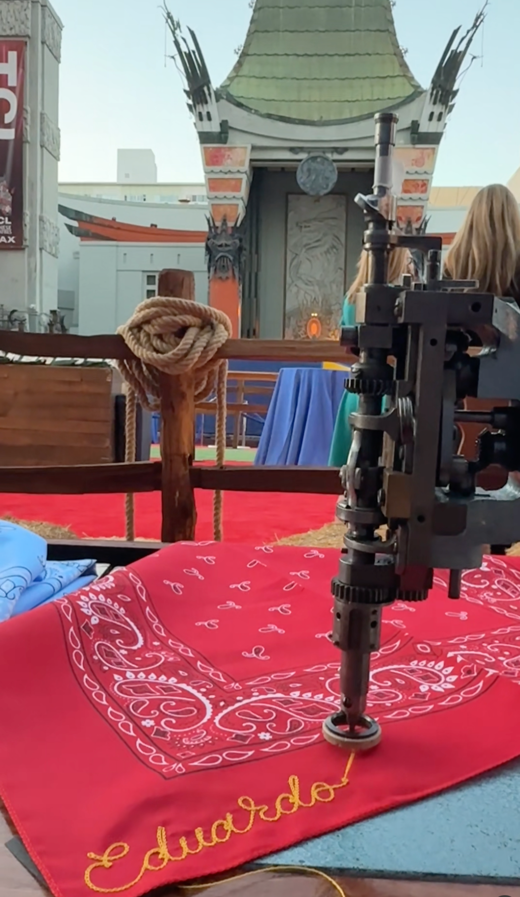 Psychic Stitch - Chainstitch Embroidery - Disney Premiere - Los Angeles - In front of Chinese theater -Custom bandana embroidery
