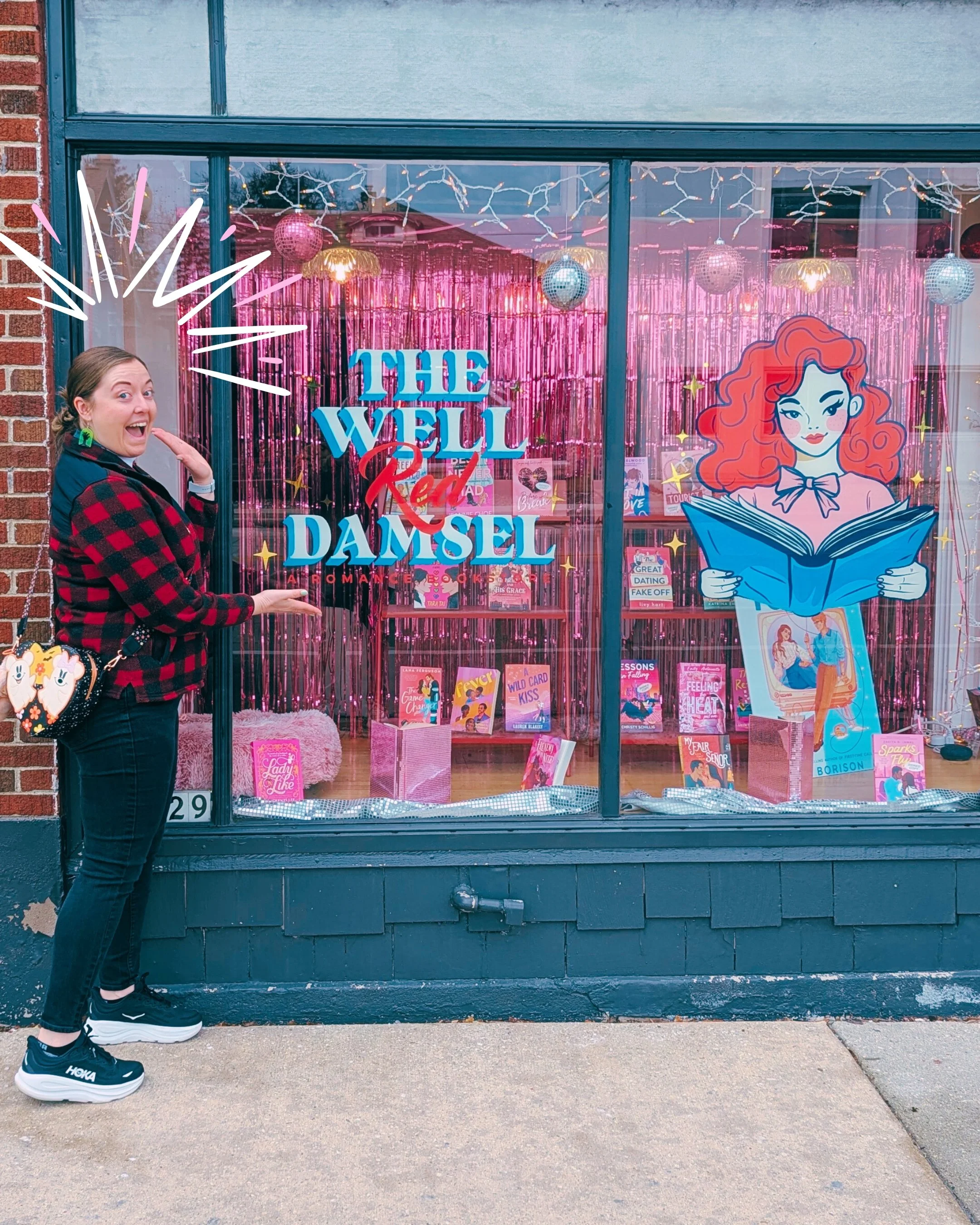 Me standing out front of the Well Red Damsel Bookshop