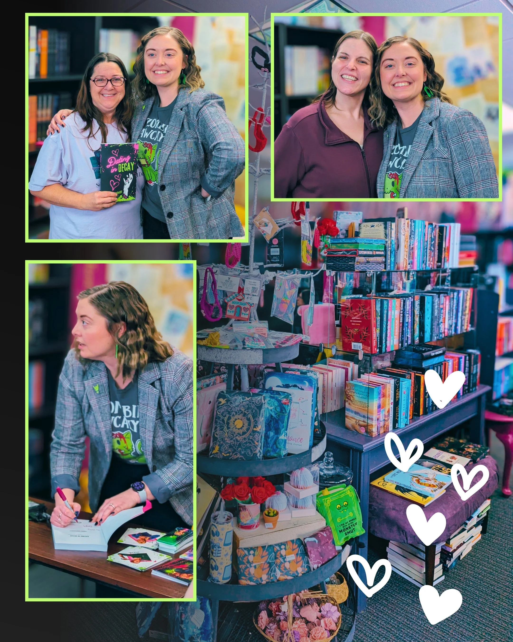Various photos from book signing and Q&A session at Love Stories OKC