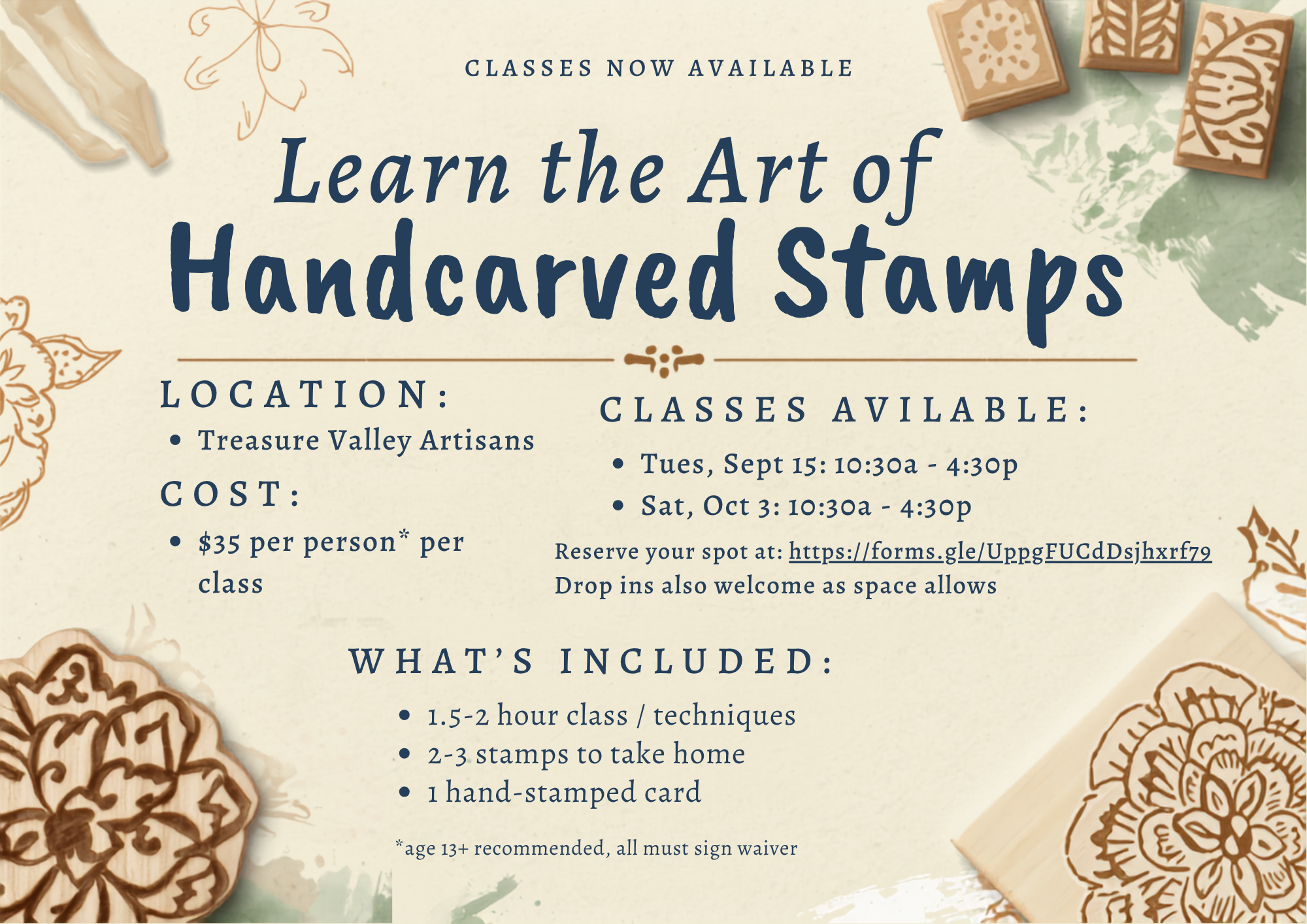 Stamp Classes hosted by Faithful Foams