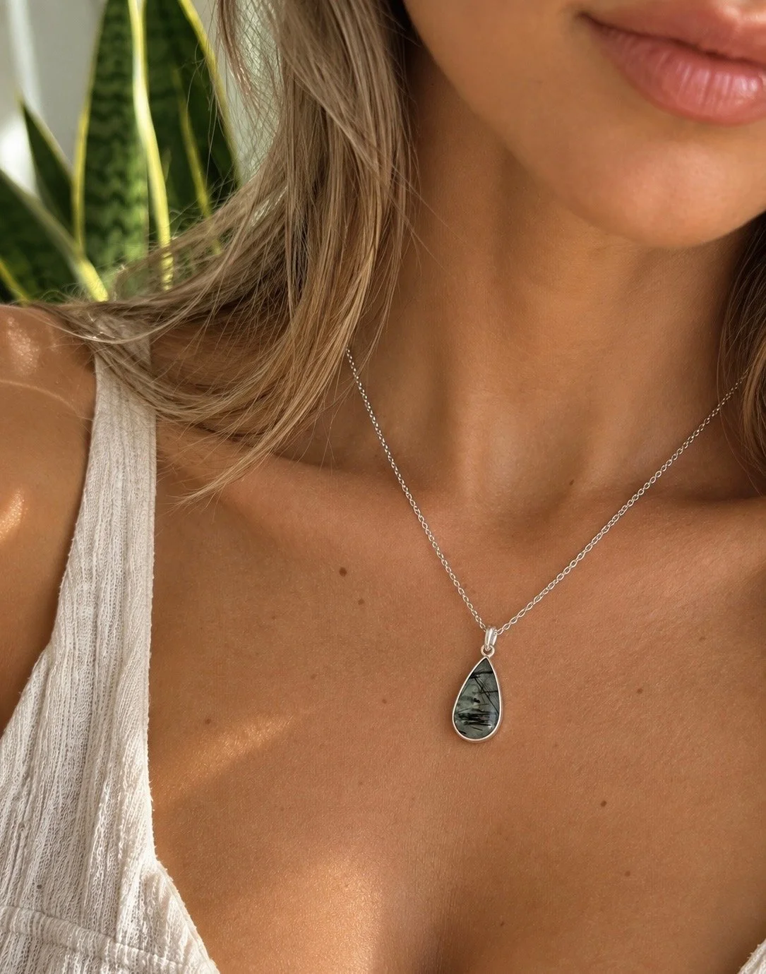 Rutilated Green Amethyst with Tourmaline Necklace