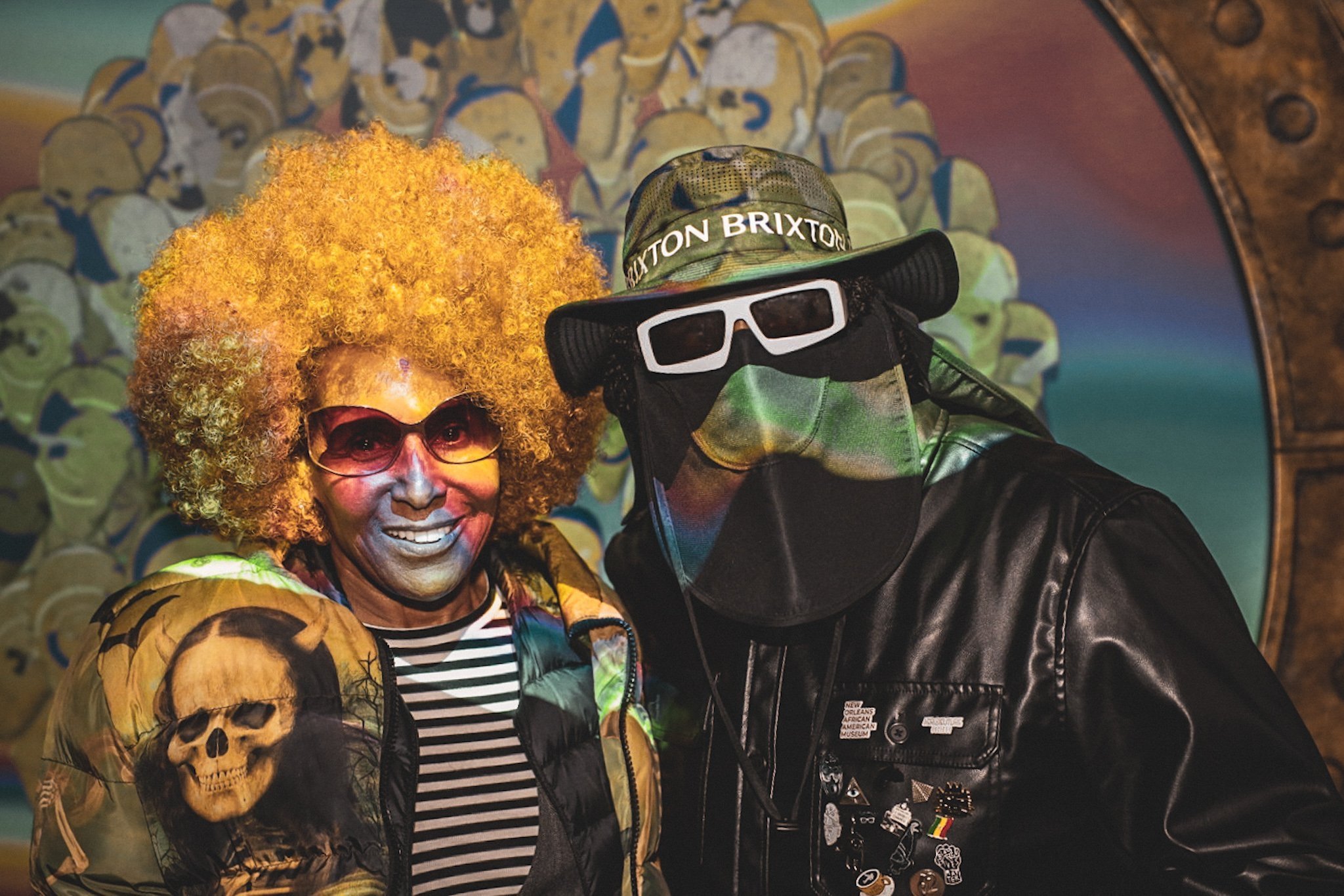 Artist Renee Cox and visual artist Vince Fraser at his Afro-Frequency event at Artechouse NYC. Opening night.