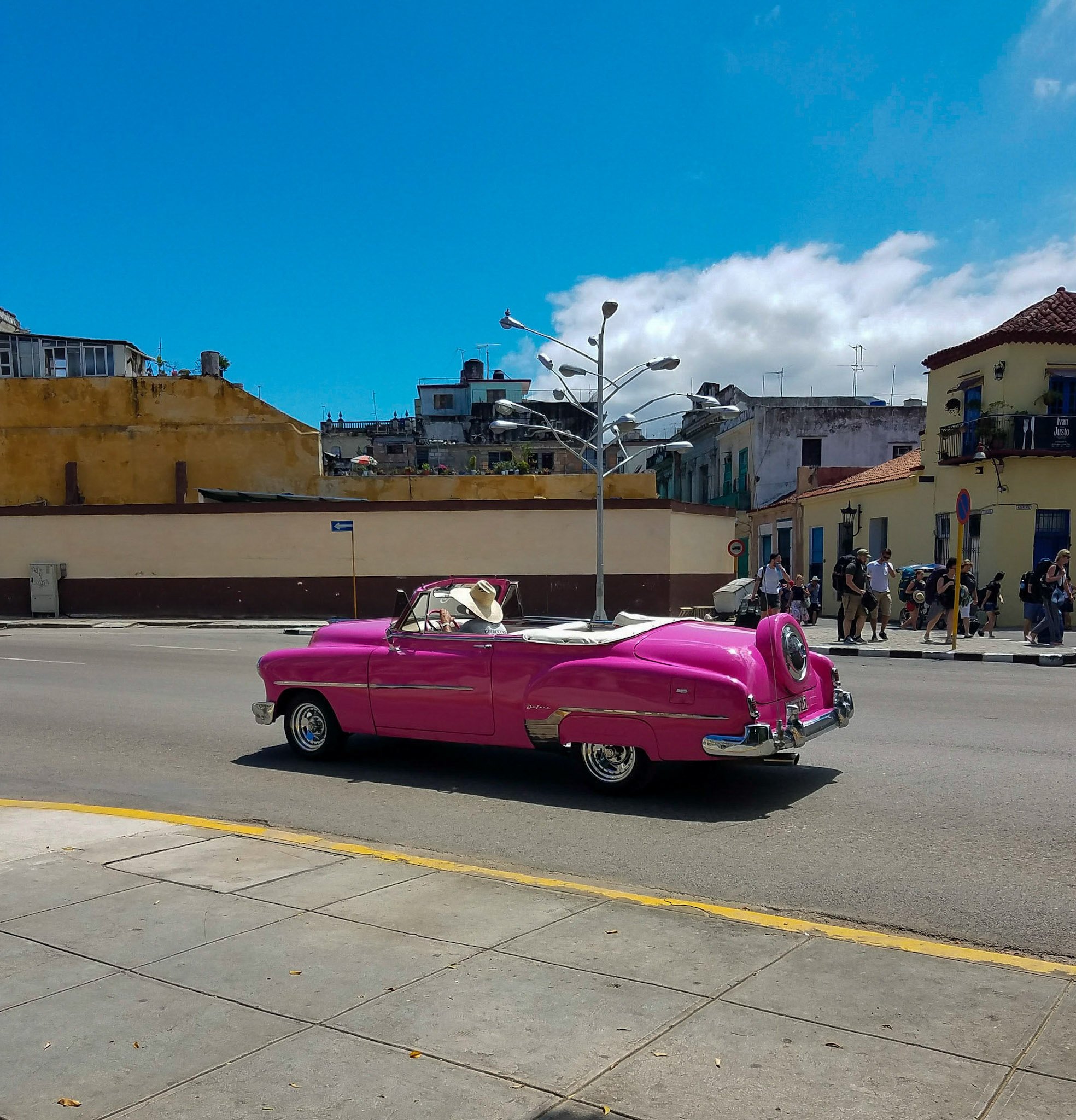 Scene in Havana, Cuba. Classic car cruising the streets.