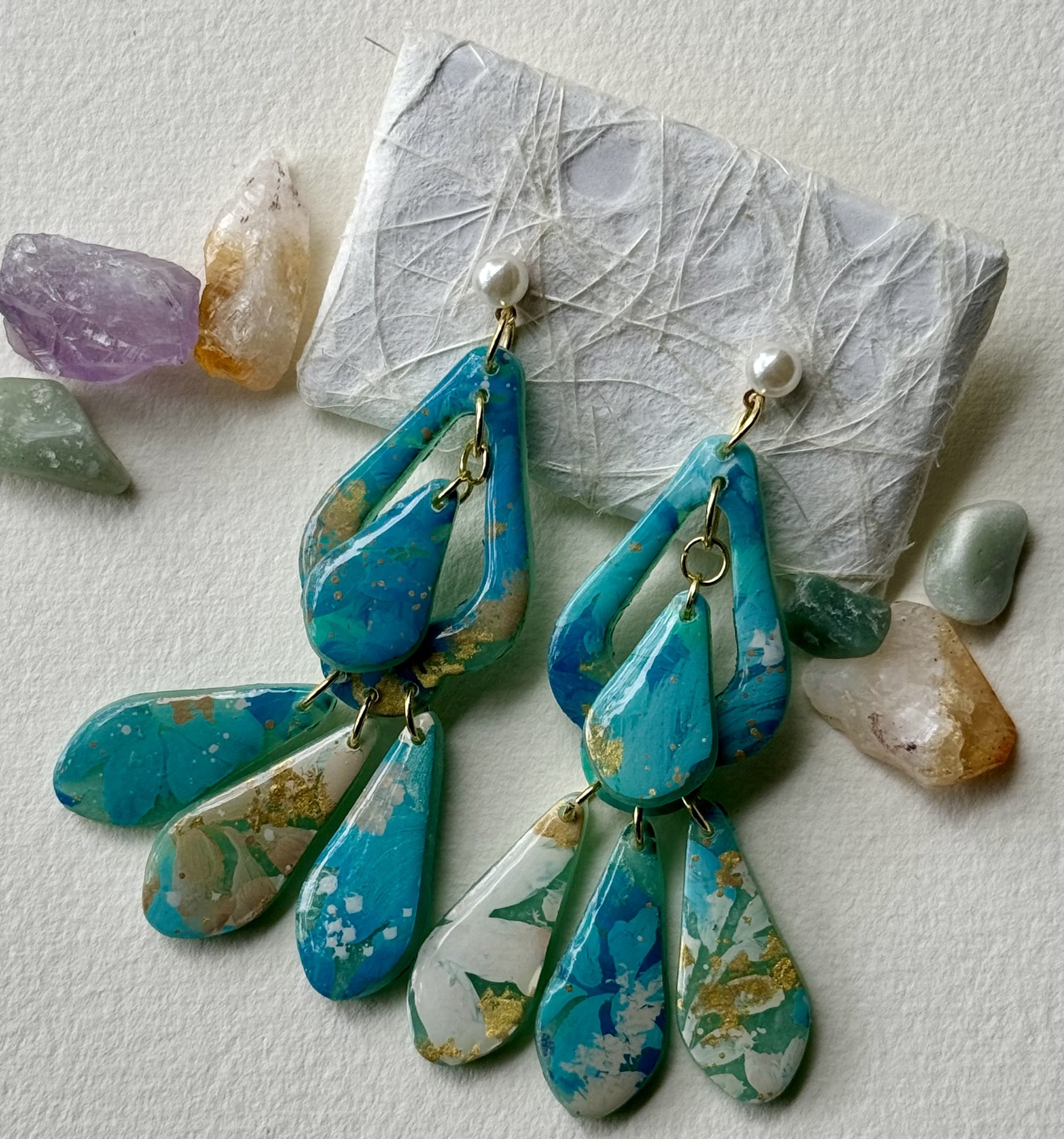 Tear Drops with Pearls Earring