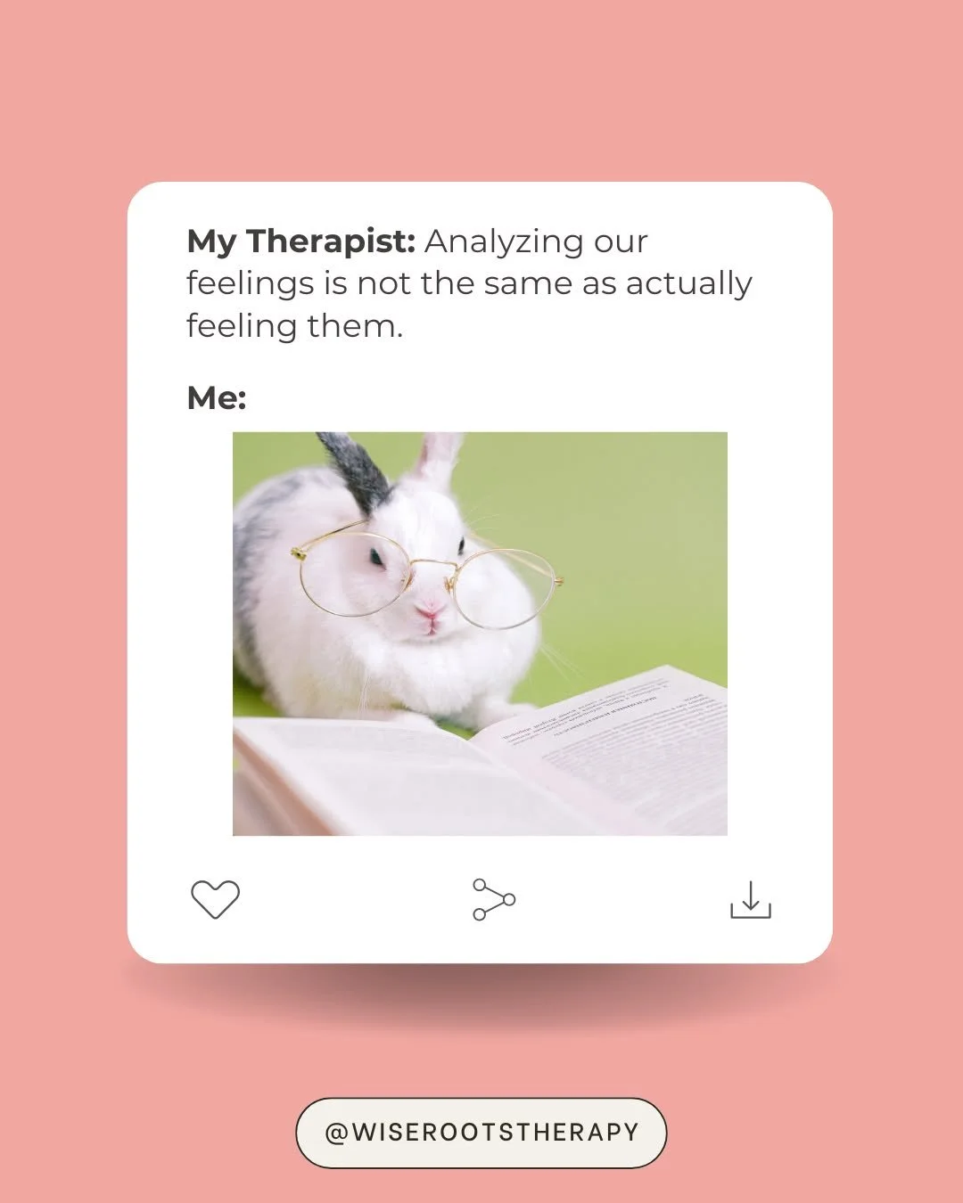 You show up, talk about your week, and suddenly&hellip;
&ldquo;My therapist: Analyzing our feelings &ne; feeling them.&rdquo;
&ldquo;Me: &hellip;?&rdquo;
&ldquo;My therapist: Where do you feel that in your body?&rdquo;
&ldquo;Me: &hellip; 😬&rdquo;

