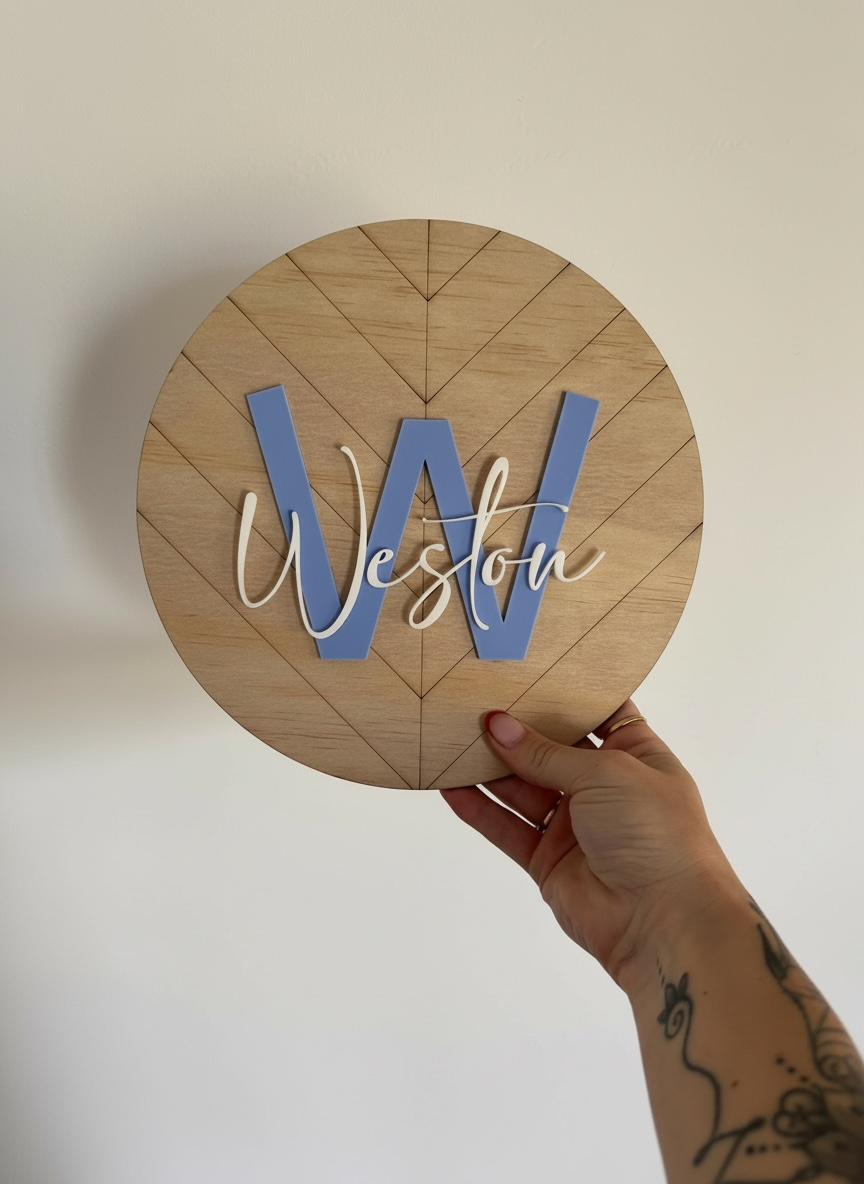 Chevron Initial Name Plaque