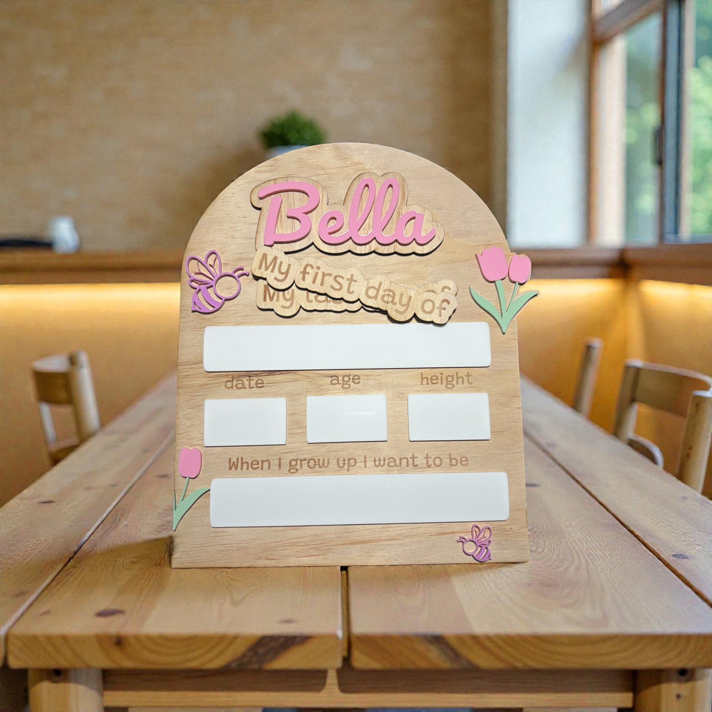 Flower, Tulips & Bees First Day of School Board