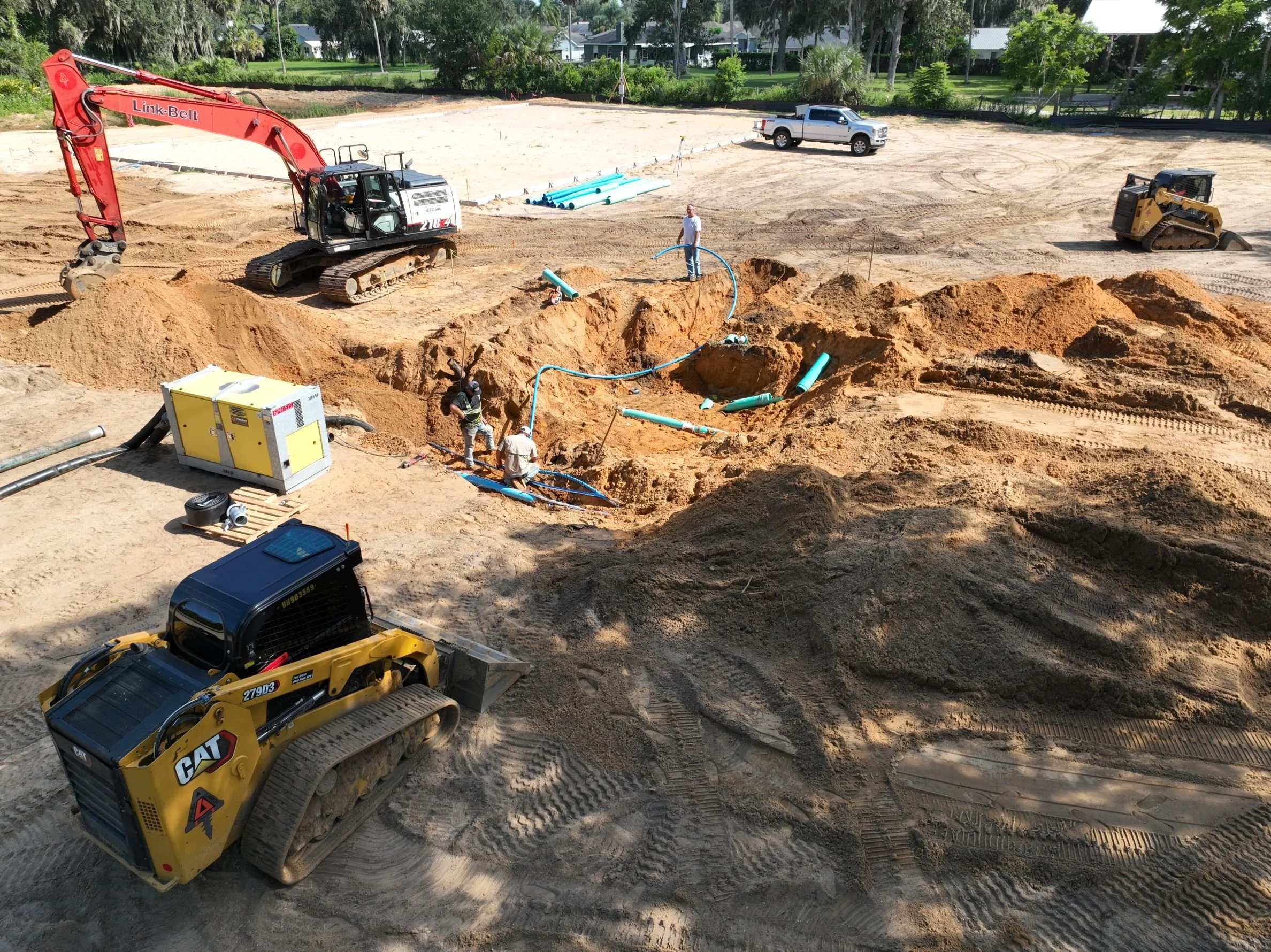 Installing sewer pipe