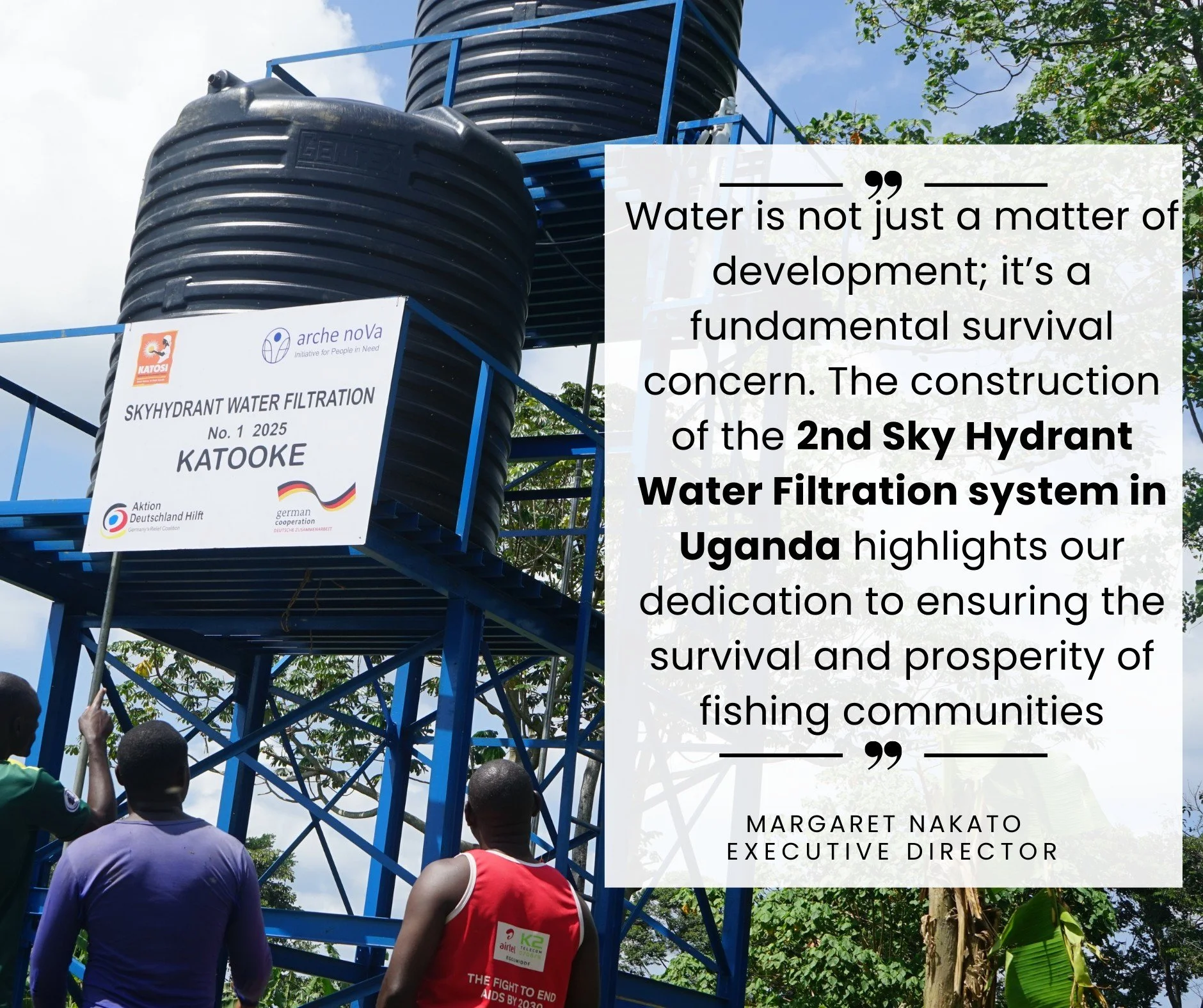 📍Katooke Landing Site 
👨🏿&zwj;👩🏿&zwj;👧🏿&zwj;👦🏿 718 people in 123 households have clean safe water! 
💧10,000 liters of water per day!

At the PGA meeting in July, KWDT reflected on how real progress towards achieving SDG 6 means connecting g