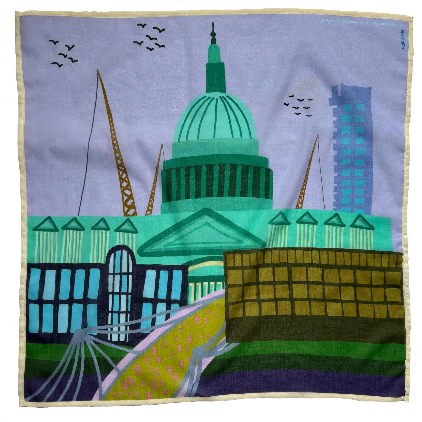 St Pauls and the Millennium Bridge - Mauve & Green