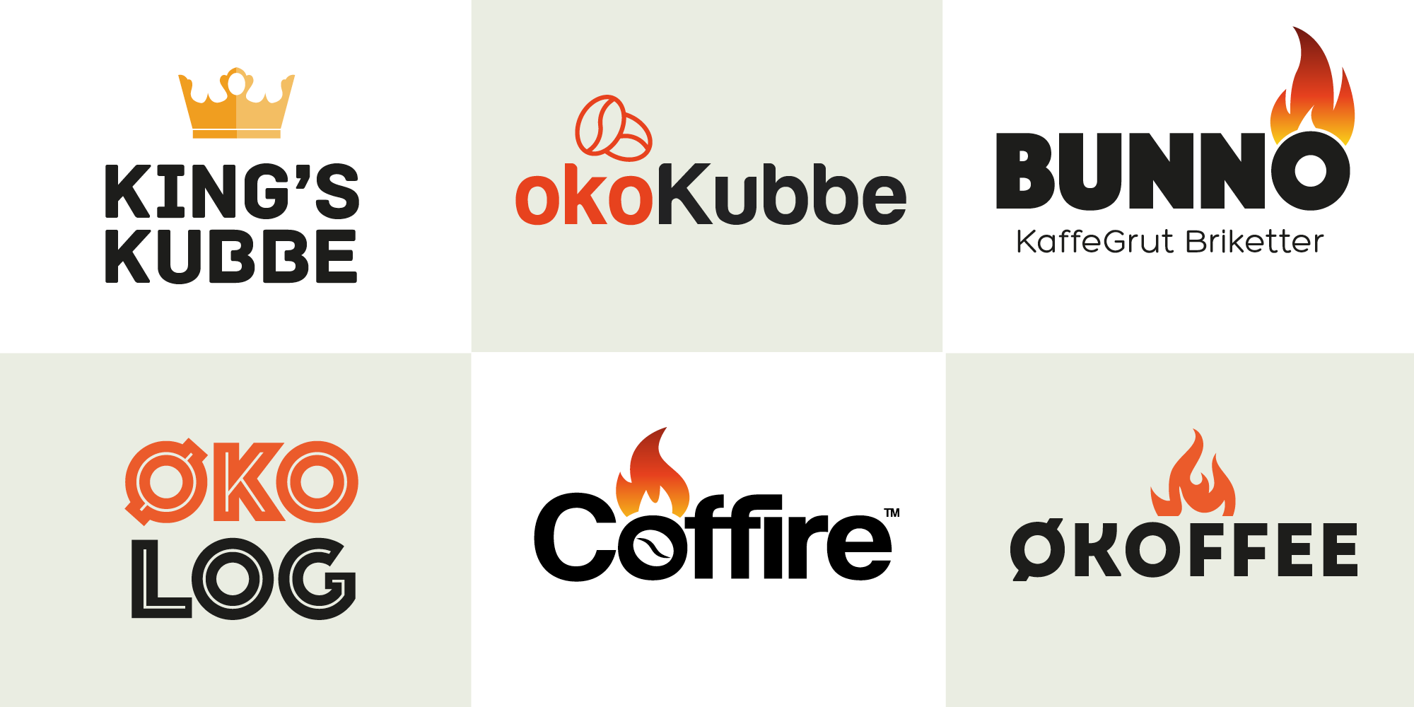 2 of 2 – another 6 of the 12 initial Coffire Brand name options and logo mockups