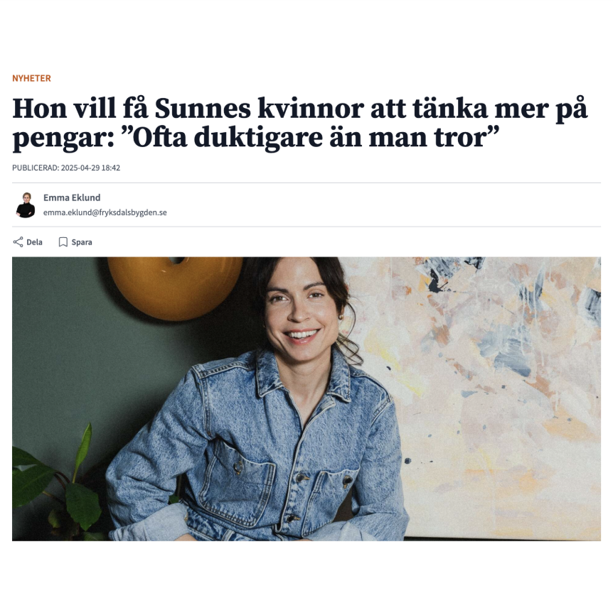 Girlfriends VD och grundare Ellie Elmondt i lokal press i Värmland inför en workshop med Girlfriend. Om ekonomiskt självförtroende och att vi sparar olika till flickor och pojkar. 
Måndagen den 5 maj kommer entreprenören Ellie Elmondt till Selma Spa 