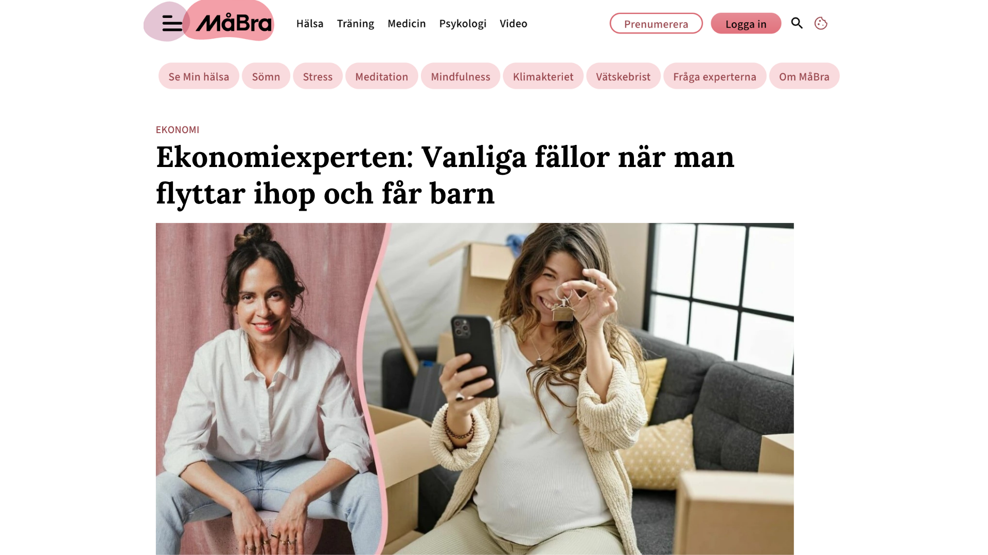 Ekonomiexpert Ellie Ellmondt i tidingen MåBra om hur man bör tänka kring pengar i en relation. Vad ska man tänka på när det gäller pengar om man flyttar ihop eller skaffar barn?