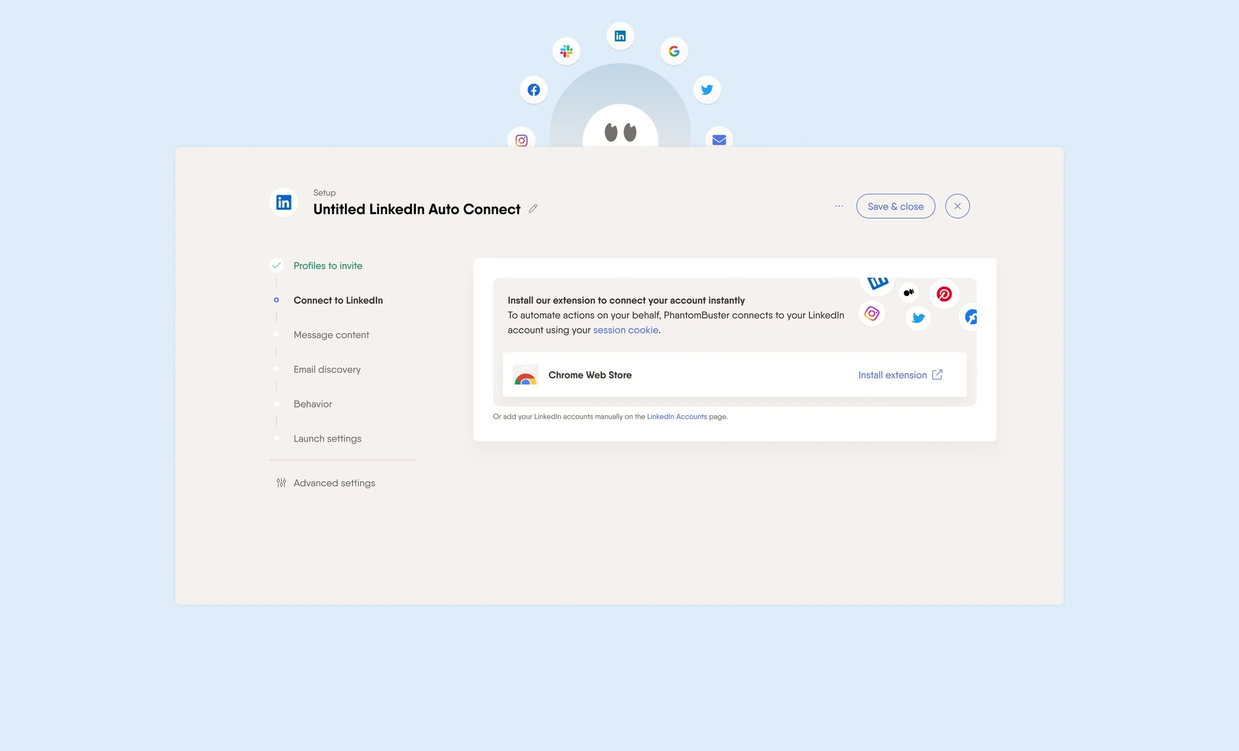 An image of the Connect to LinkedIn step