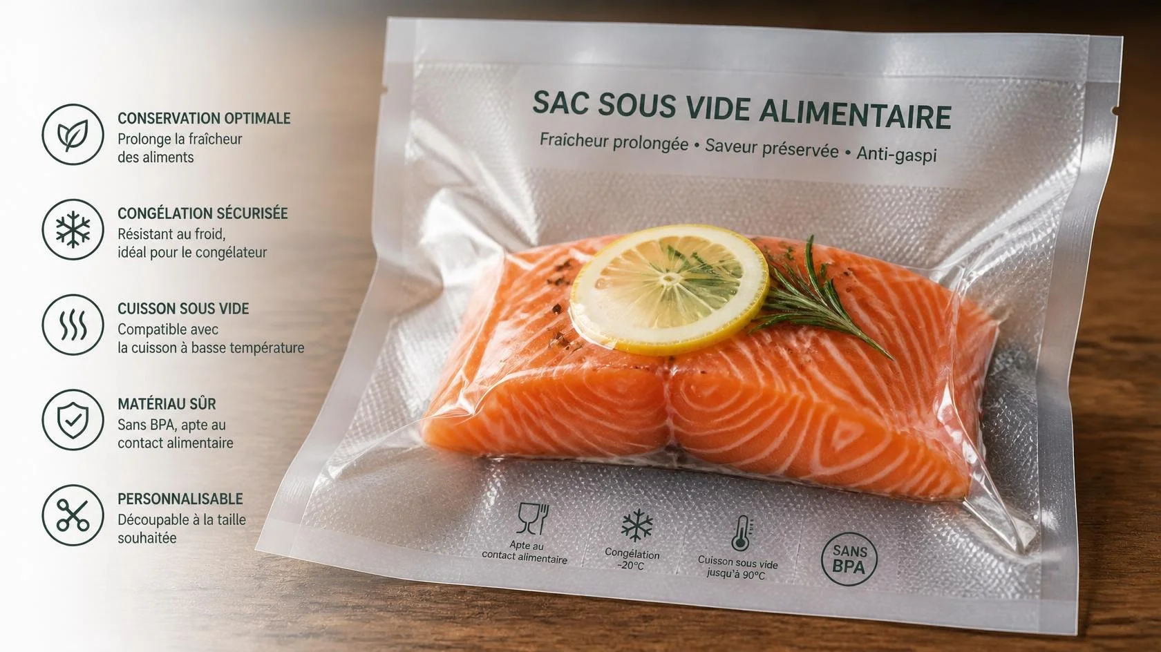 Sacs sous vide alimentaires : conservation et cuisson