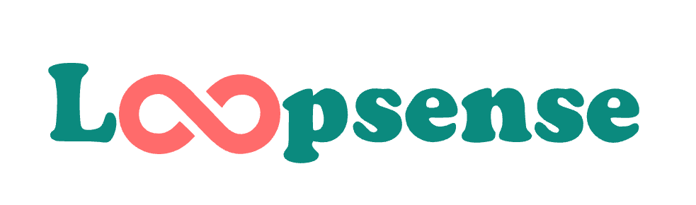 Logo avec une branche d'infini intégrée dans le mot 'Lopsense'