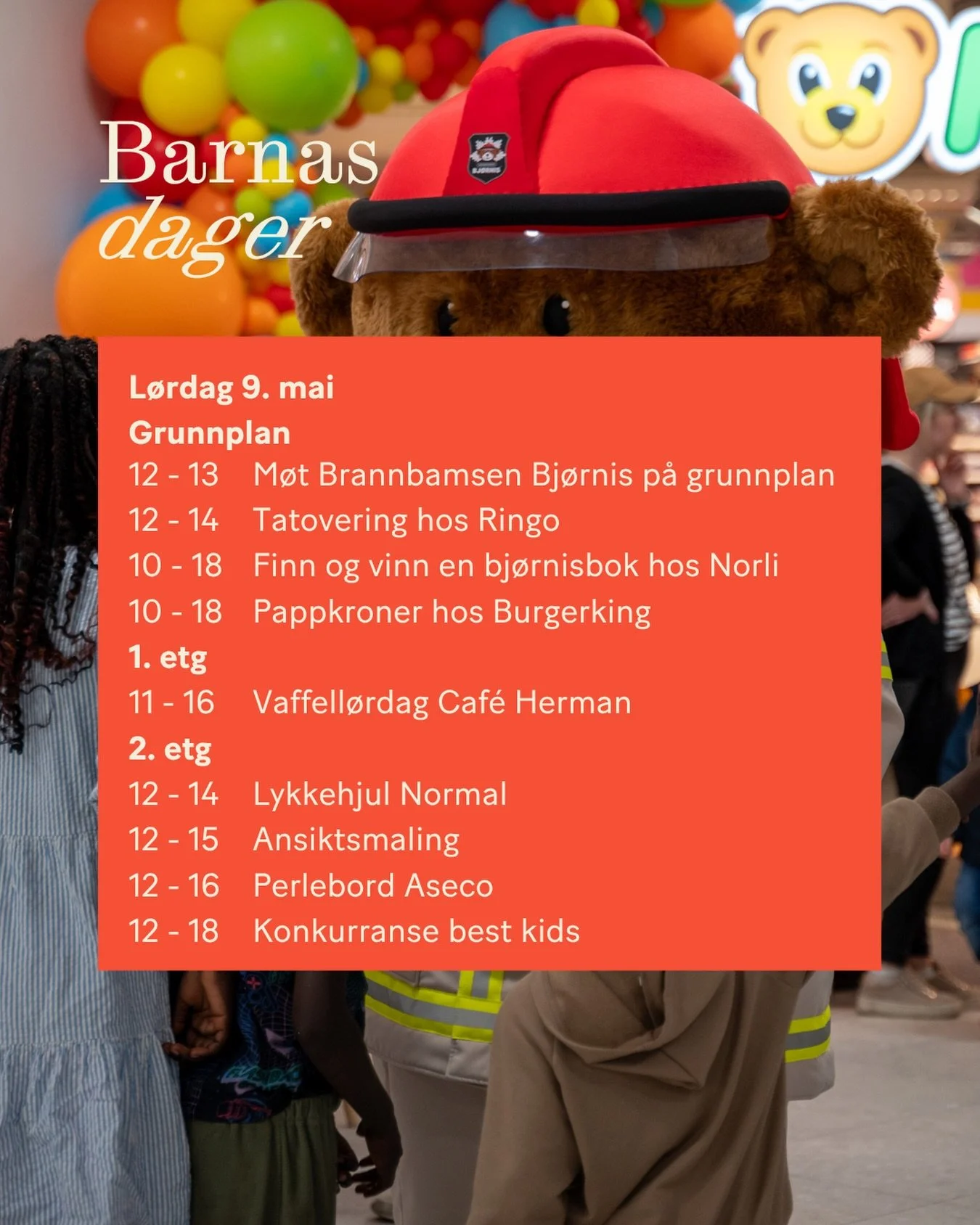 God l&oslash;rdag! I dag er det full rulle p&aring; senteret med Barnas dager og masse kjekk aktiviteter for hele familien🎉

Du kan m&oslash;te Bj&oslash;rnis, kj&oslash;pe vafler til en god sak, lage perlersmykker hos Aseco, f&aring; ansiktsmaling 
