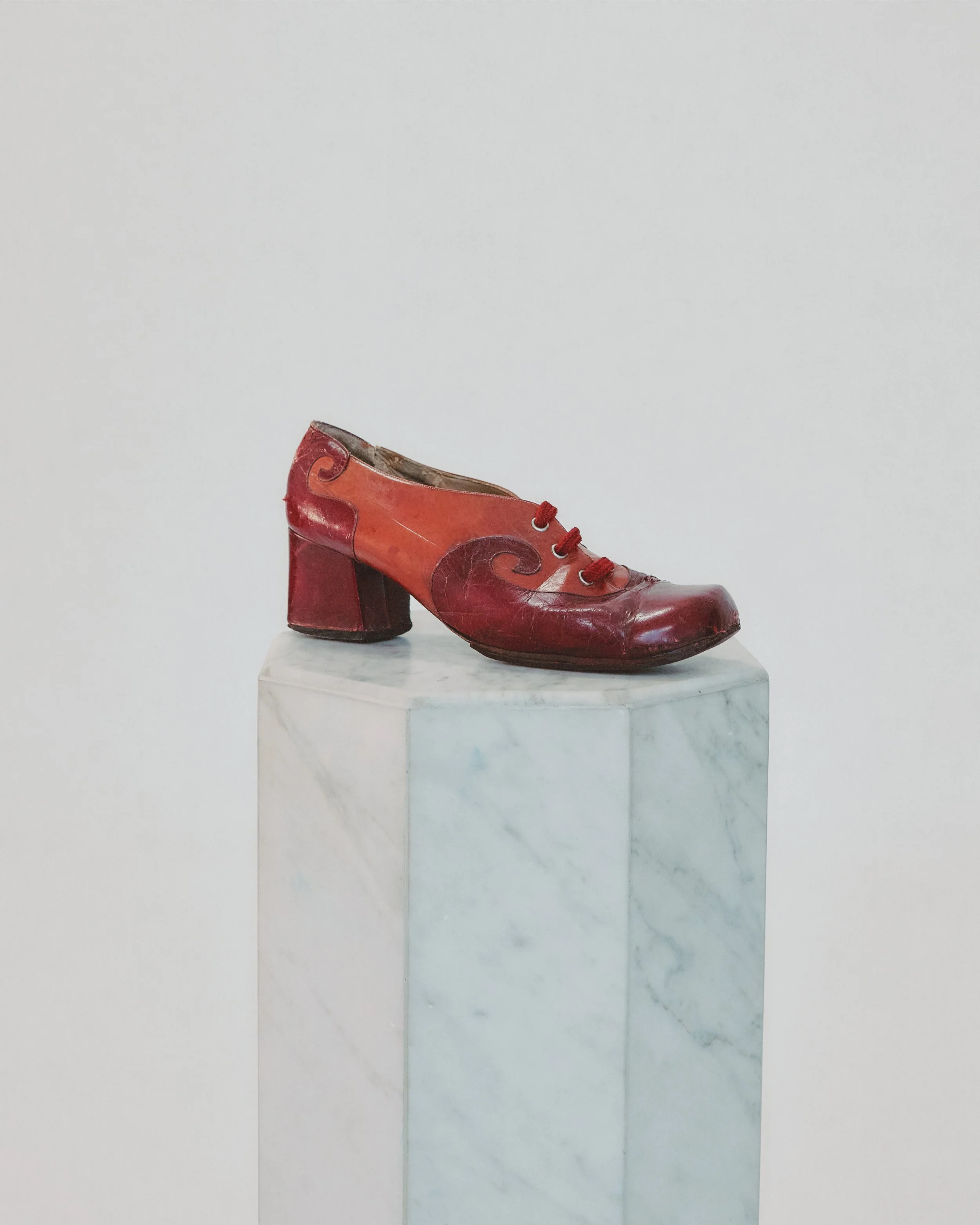1960s Two-Tone Leather Heels – Burgundy & Oxblood