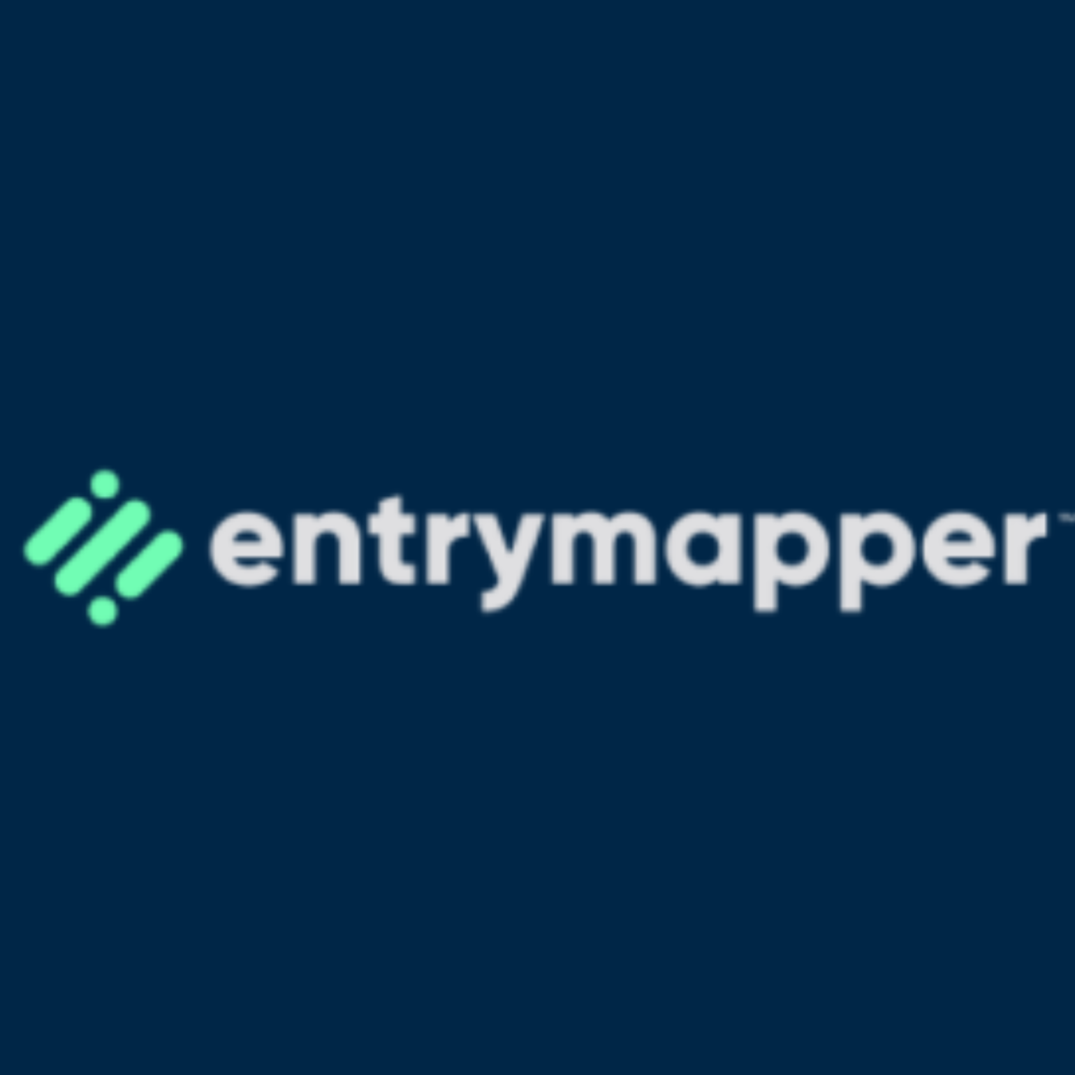 EntryMapper logo with text and a geometric icon on a dark blue background.
