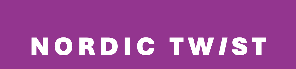 White "nordic twist" text on purple background