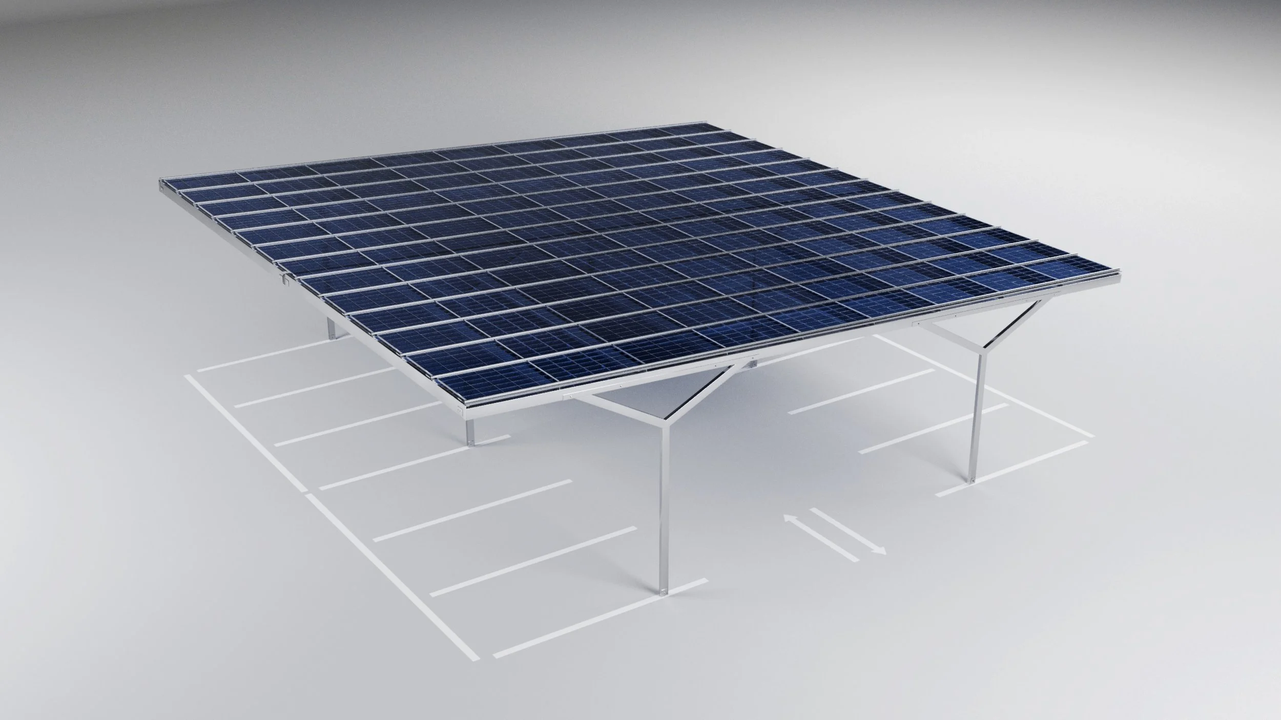 Modell eines Solarkraftwerks auf einem Parkplatz
