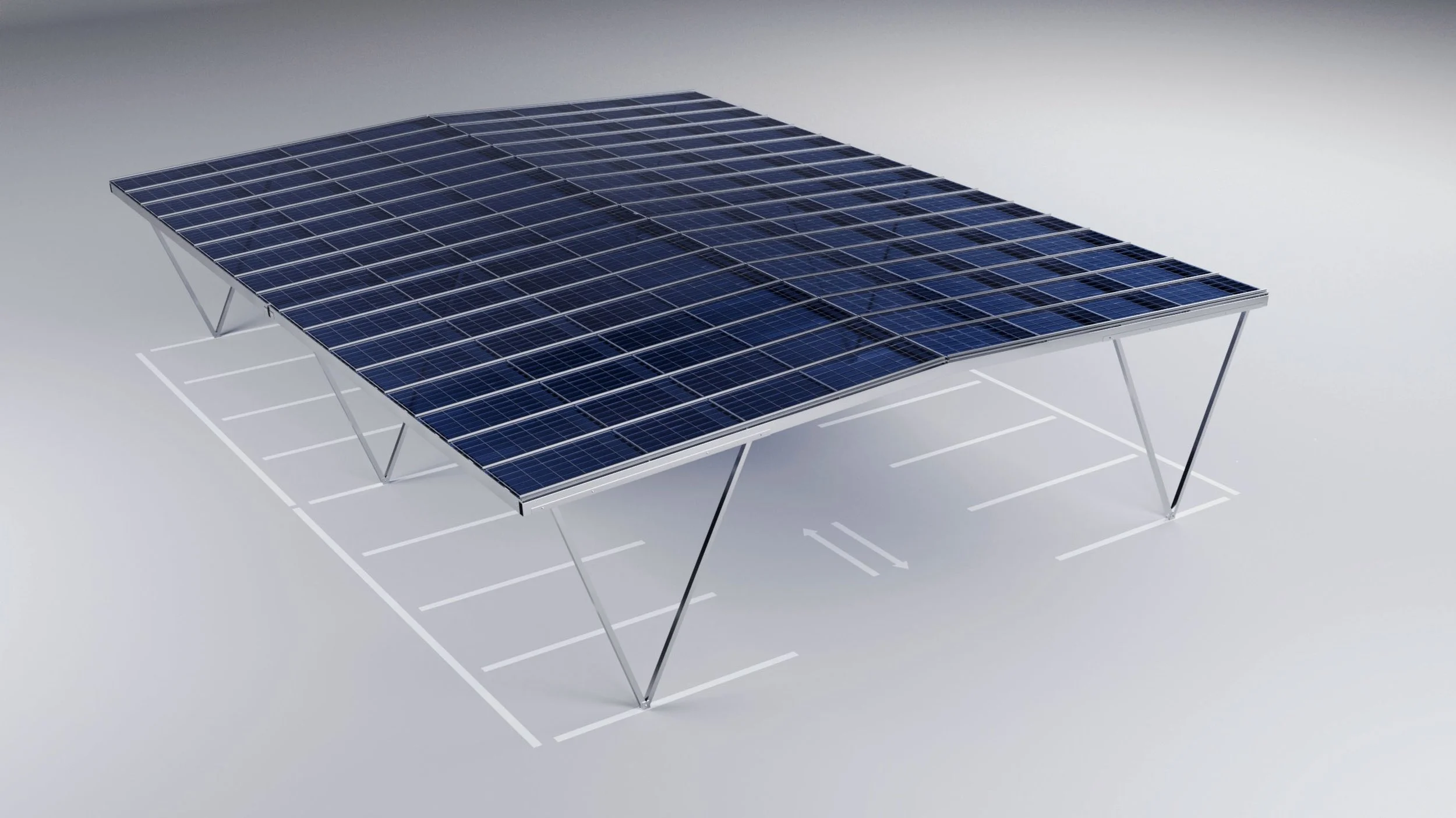 PV Carport Modell VH von Austroport als Fahrbahnüberdachung oder LKW taugliches Carport - Maximaler PV Ertrag pro Stellplatz