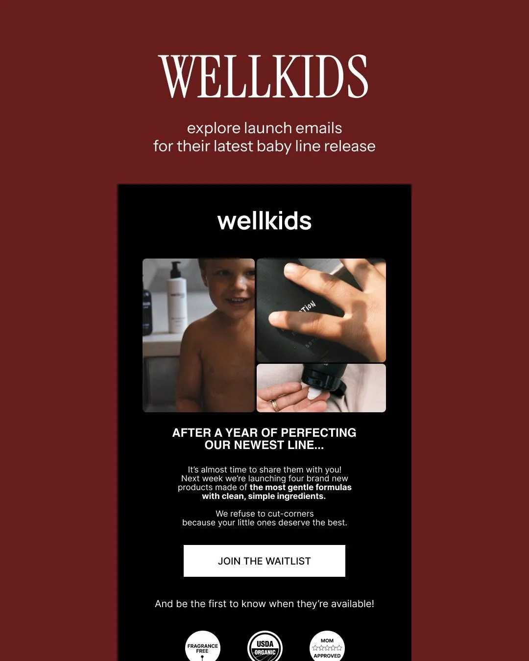 it's official: @wellkidsbrand's newest baby line is now available! 🫧👶☁️

when their founder, Andy, reached out and asked me to build emails for the launch - it was a quick 'heck yes' from me.

the emails leverage their cozy, loving brand visuals wi
