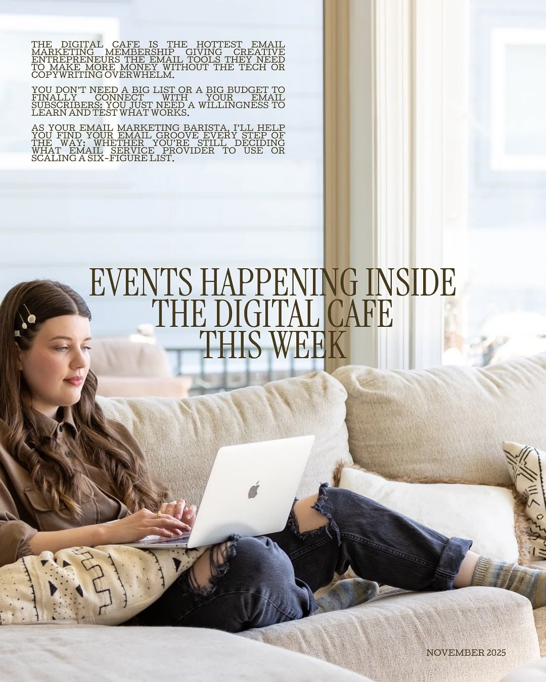 Busy week inside The Digital Cafe!! Here&rsquo;s what&rsquo;s brewing ☕️

TL;DR:

11/19: Cafe Hour coworking. Very chill, quiet, and focused!

11/20: @ceels.lockley visits the cafe to chat service pro offer ecosystems 🤩

11/21: Novembers strategy se