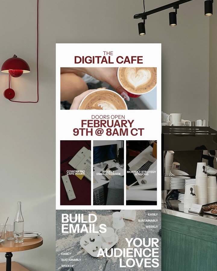 All the tea is waiting in a to-go cup at the 🔗 in my bio!

Join us inside The Digital Cafe &amp; start enjoying the email process rather than dreading it. 
.
.
.
#emailmarketingstrategy #klaviyopartner #flodeskpartner #emailmarketingcampaigns #newsl