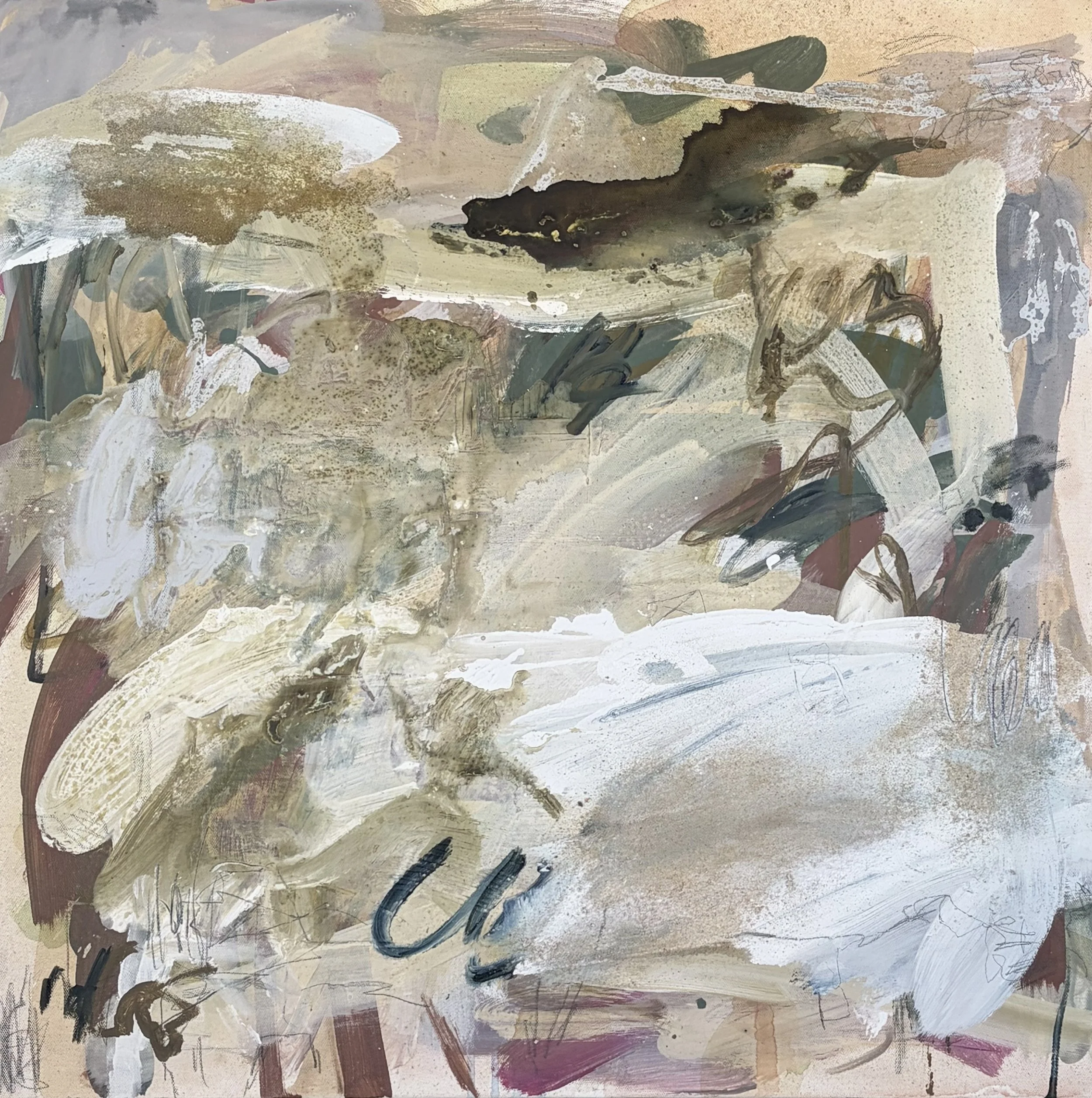  
   Untitled 
   66cm x 66cm, Acrylic, house paint, sand and graphite on canvas, 2026 
  
   
    Enquire about this work
   
 