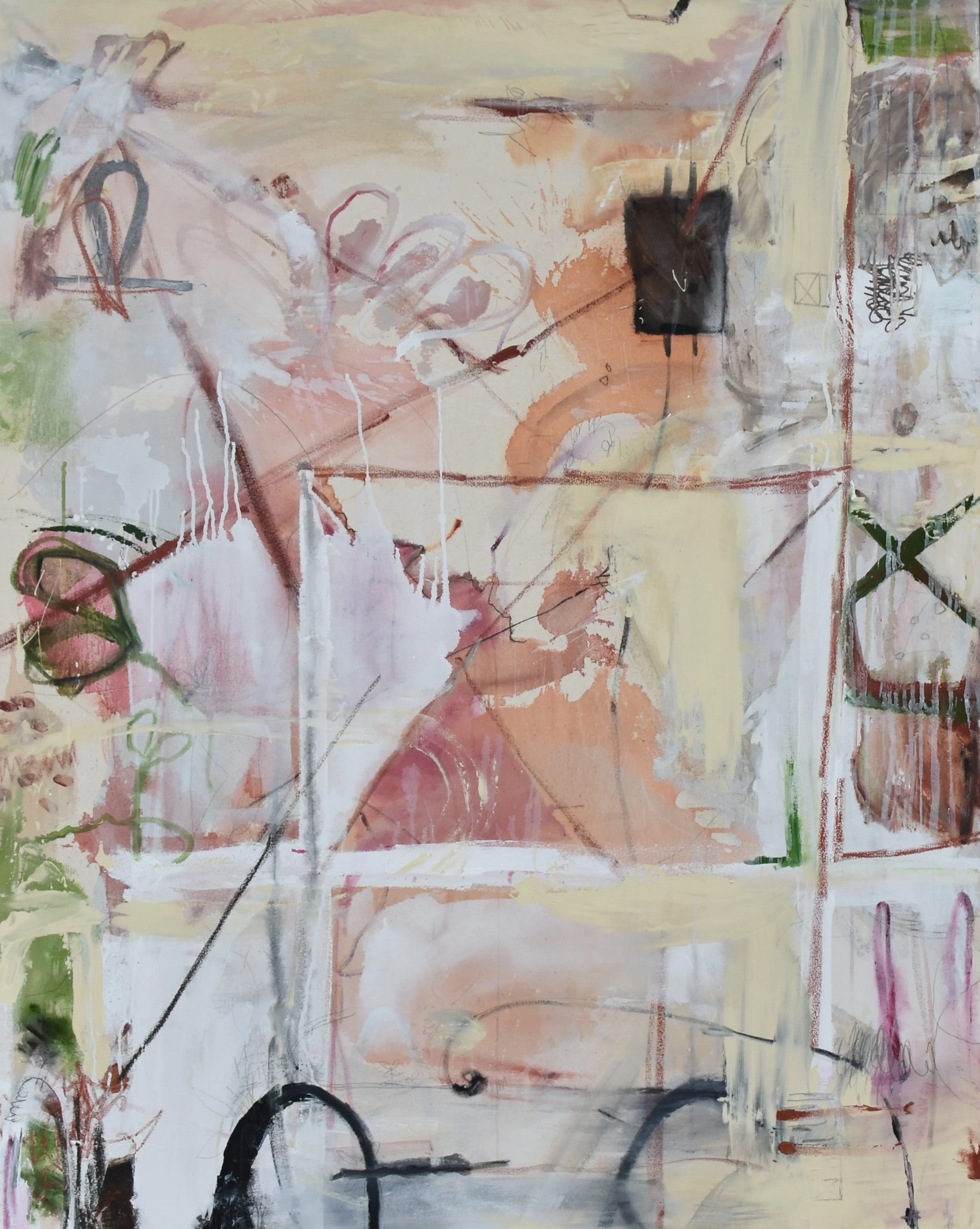  
   Kit Kit court — red silk cotton flower  
   152cm x 122cm, Acrylic, house paint, sand, oil pastel, oil stick and graphite on raw canvas, 2026  
  
   
    Enquire about this work
   
 