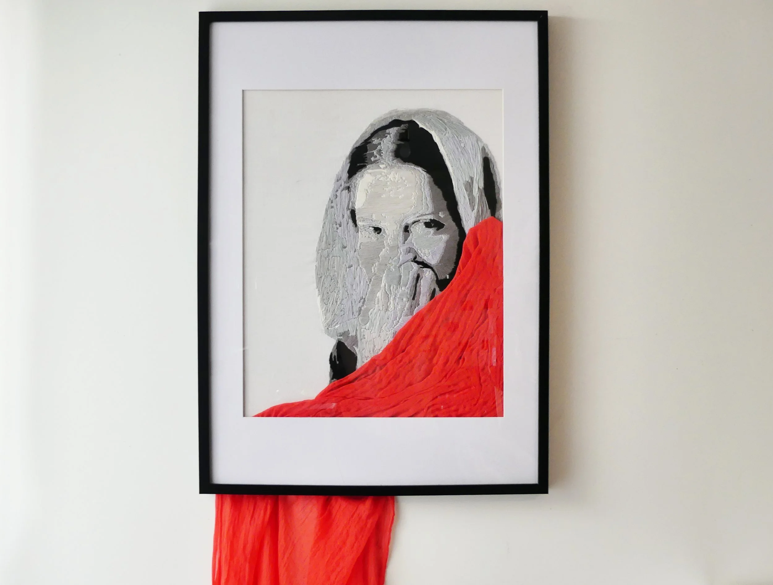 "Karima" (installation). Broderie main, fils de coton / Hand embroidery, cotton threads. 50 x 70 cm. 2024. 6 000 €