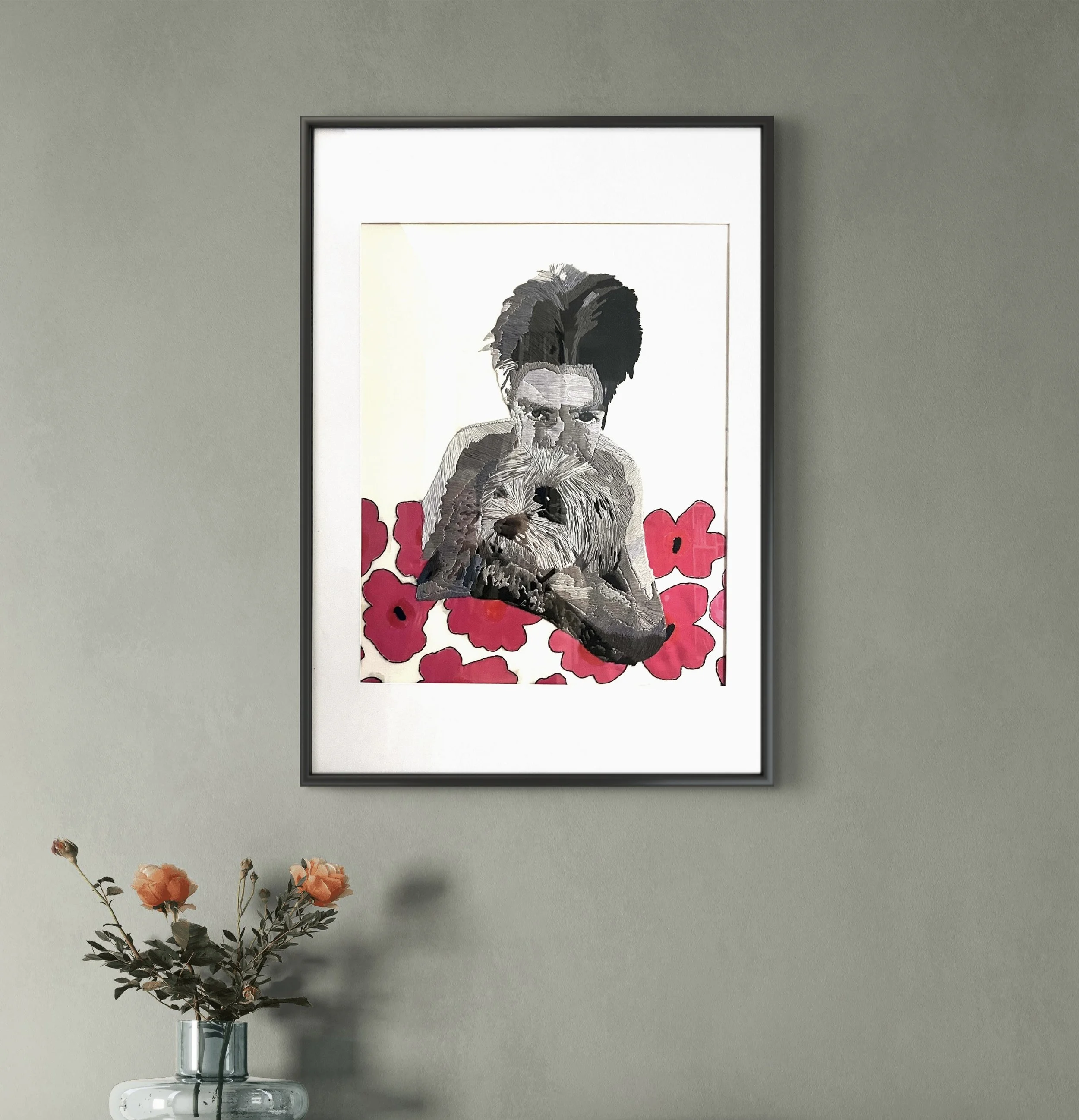 "Proches". Broderie main, fils de coton, peinture / Hand embroidery, cotton threads, paint. 50 x 70 cm. 2025. 2 000 €