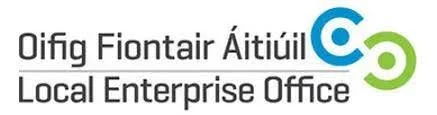 Logo of Oifig Fiontair Áitiúil, Local Enterprise Office with green and blue circular design elements.