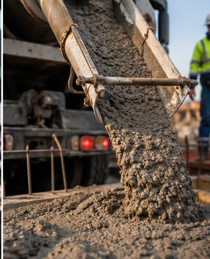 Concrete pouring on a construction site