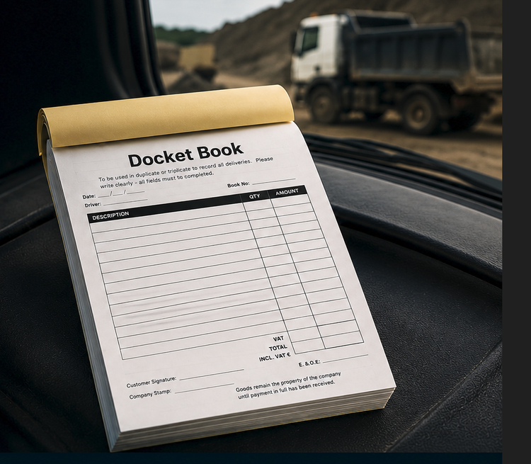 Paper docket book used by transport and tipper operators
