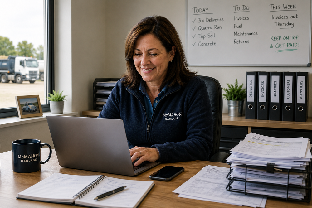 Office administrator in a construction business with organised delivery records