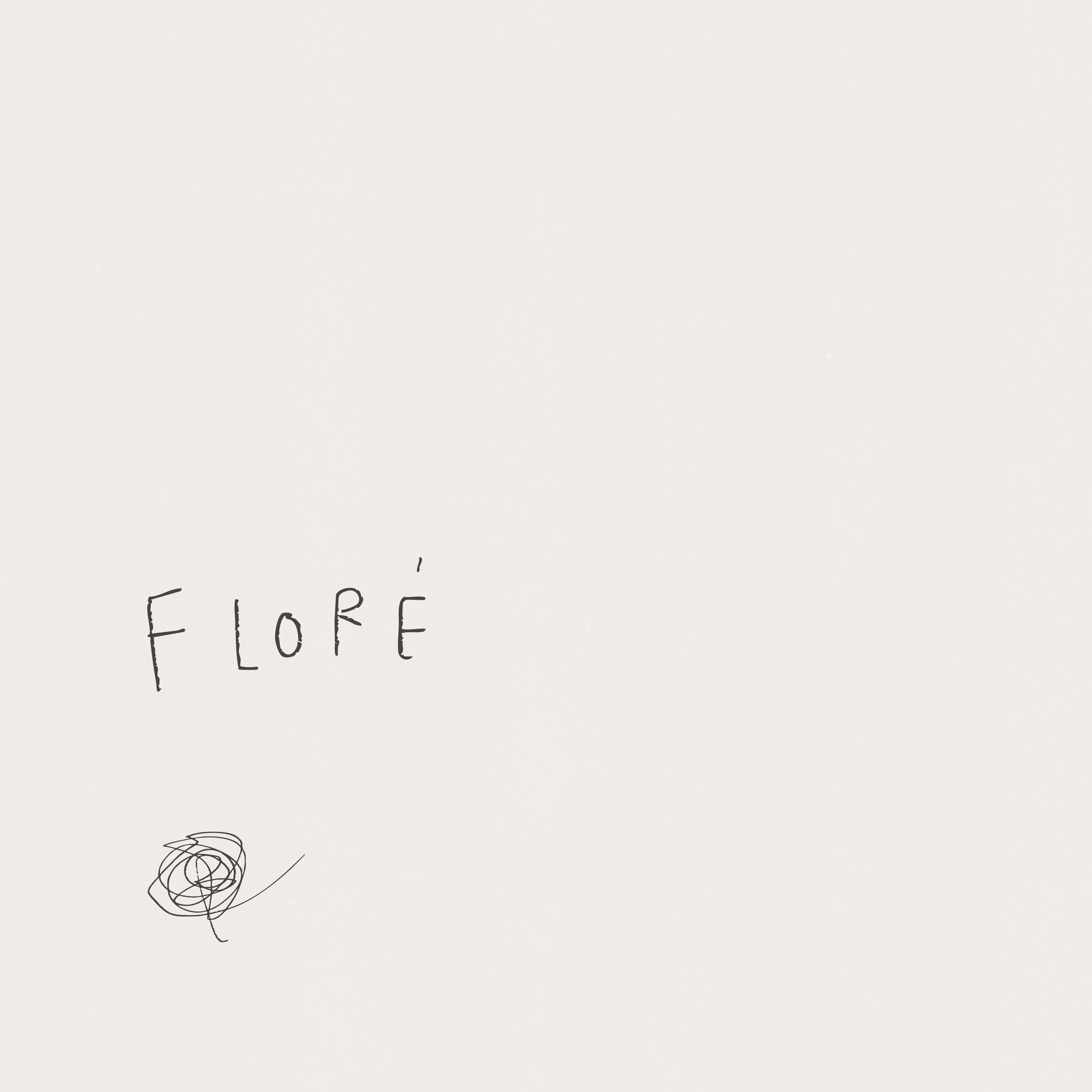 A white background with the word 'FLOPE' written in black ink and a small scribbled circle below the word.