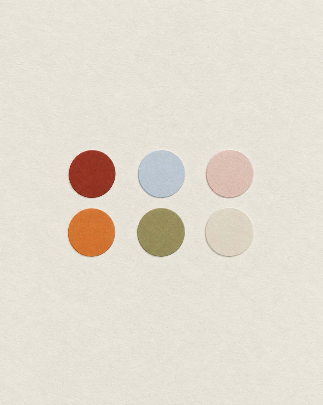 Piquet & Co. brand color palette featuring brick red, powder blue, blush pink, burnt apricot, olive green and warm neutral