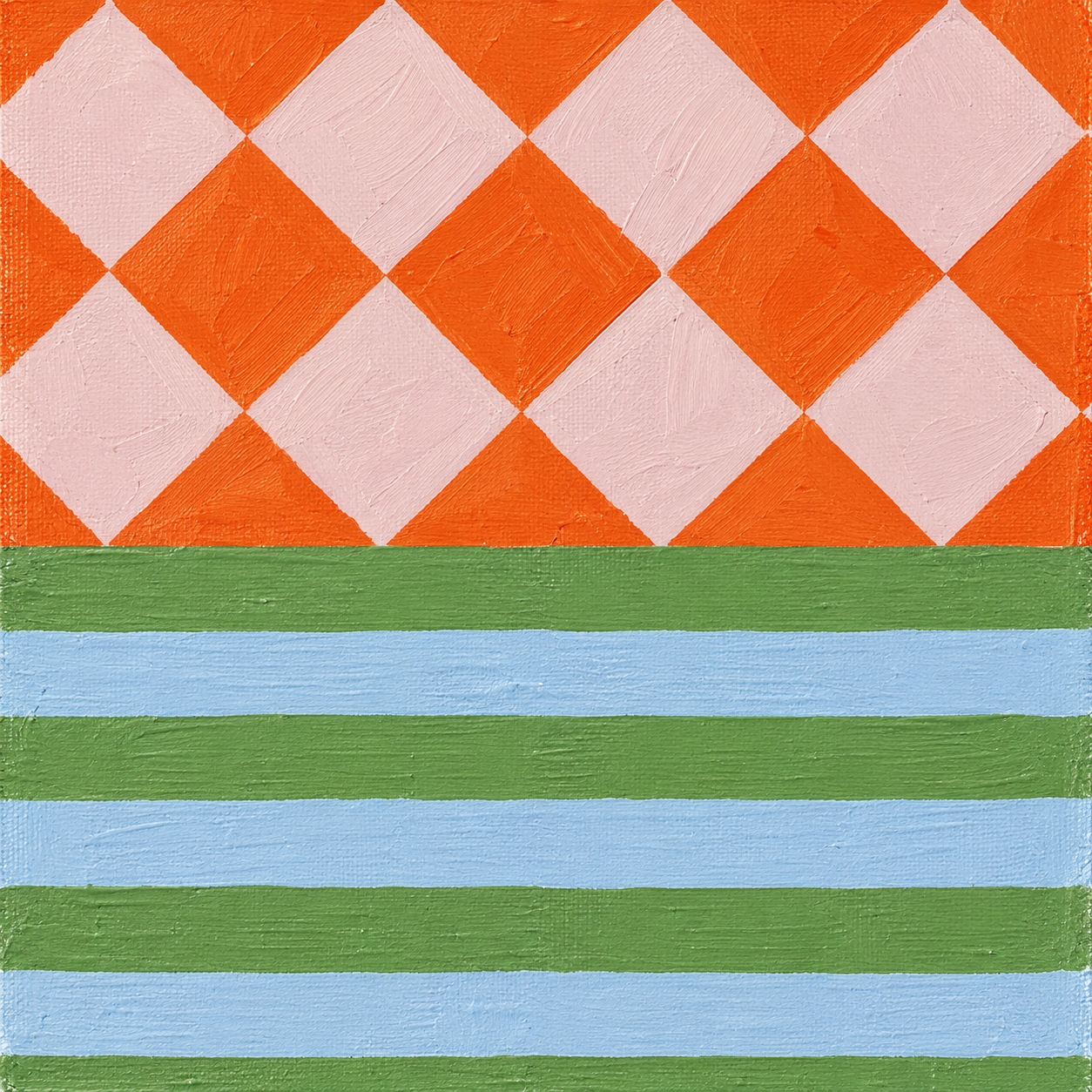 Piquet & Co. hand-painted geometric and striped brand patterns in orange, pink, green and blue