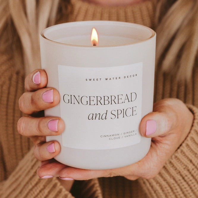 *New* Gingerbread and Spice 15 oz Soy Candle, Tan Matte Jar 2.png