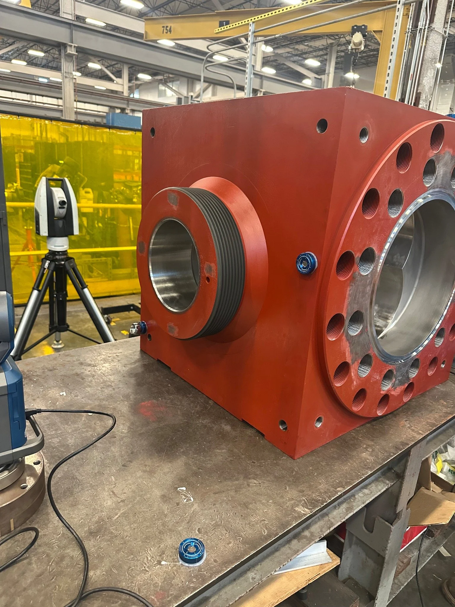 Leica AT500 inspecting a large machined component