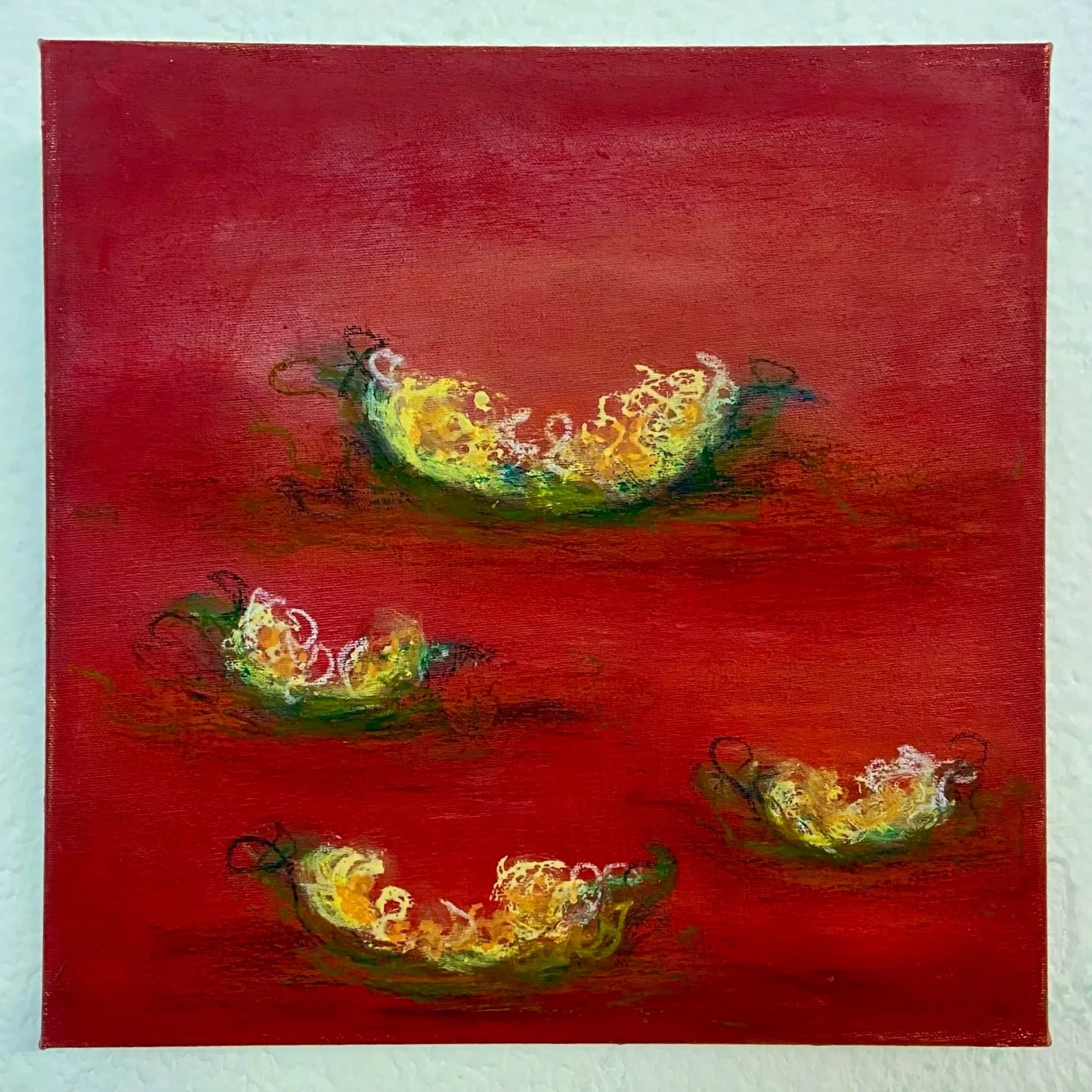 "Estudio floral II" Acrílico y pastel sobre lienzo. 30x30cm