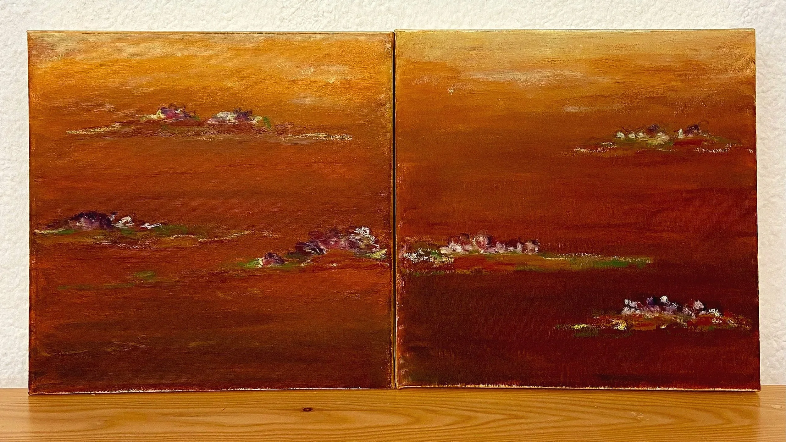 "Flores en el desierto" Acrílico y pastel sobre lienzo. 2x30x30cm