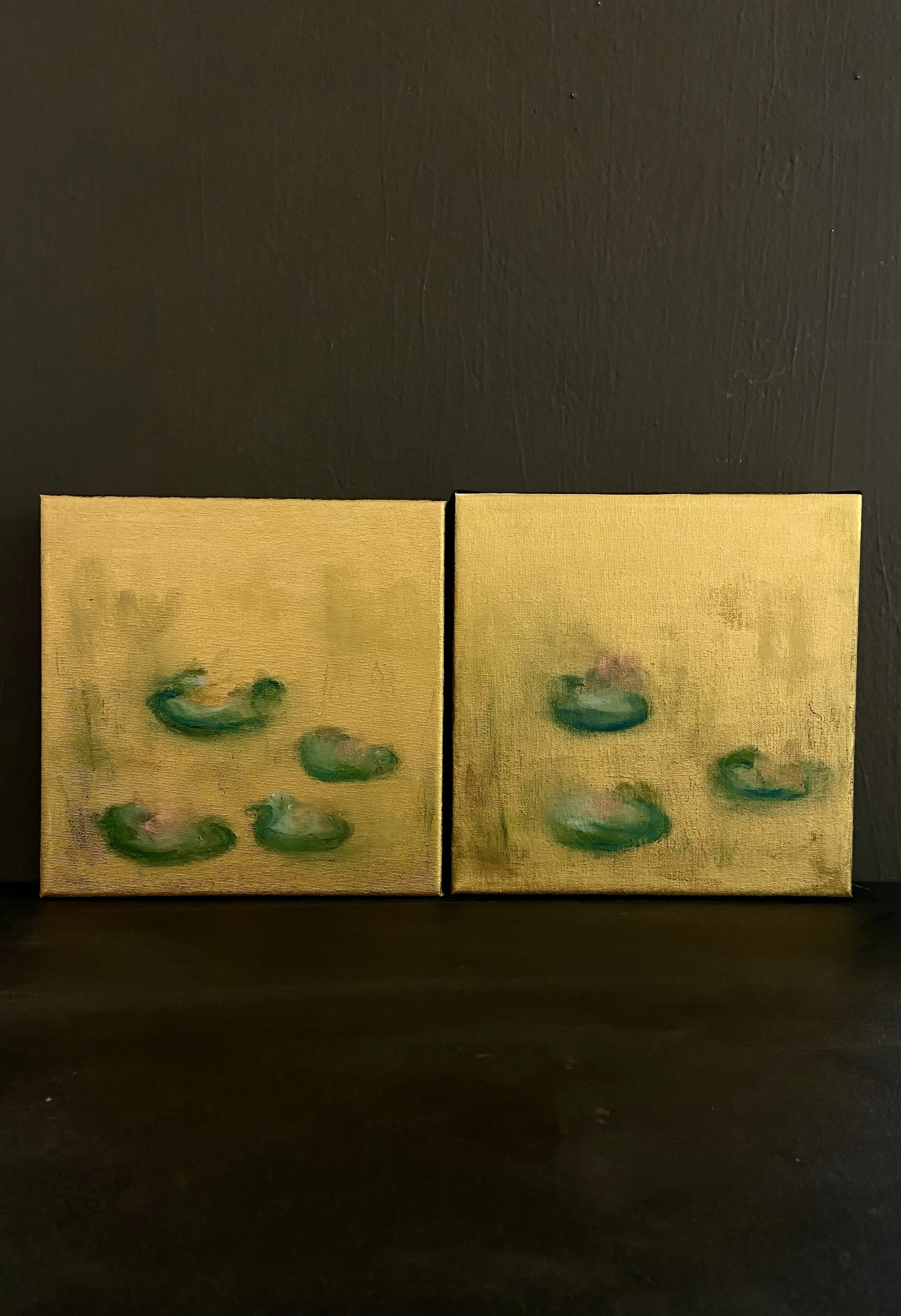 "Nada dorado permanece" Acrílico, óleo y pastel sobre lienzo. 2x20x20cm